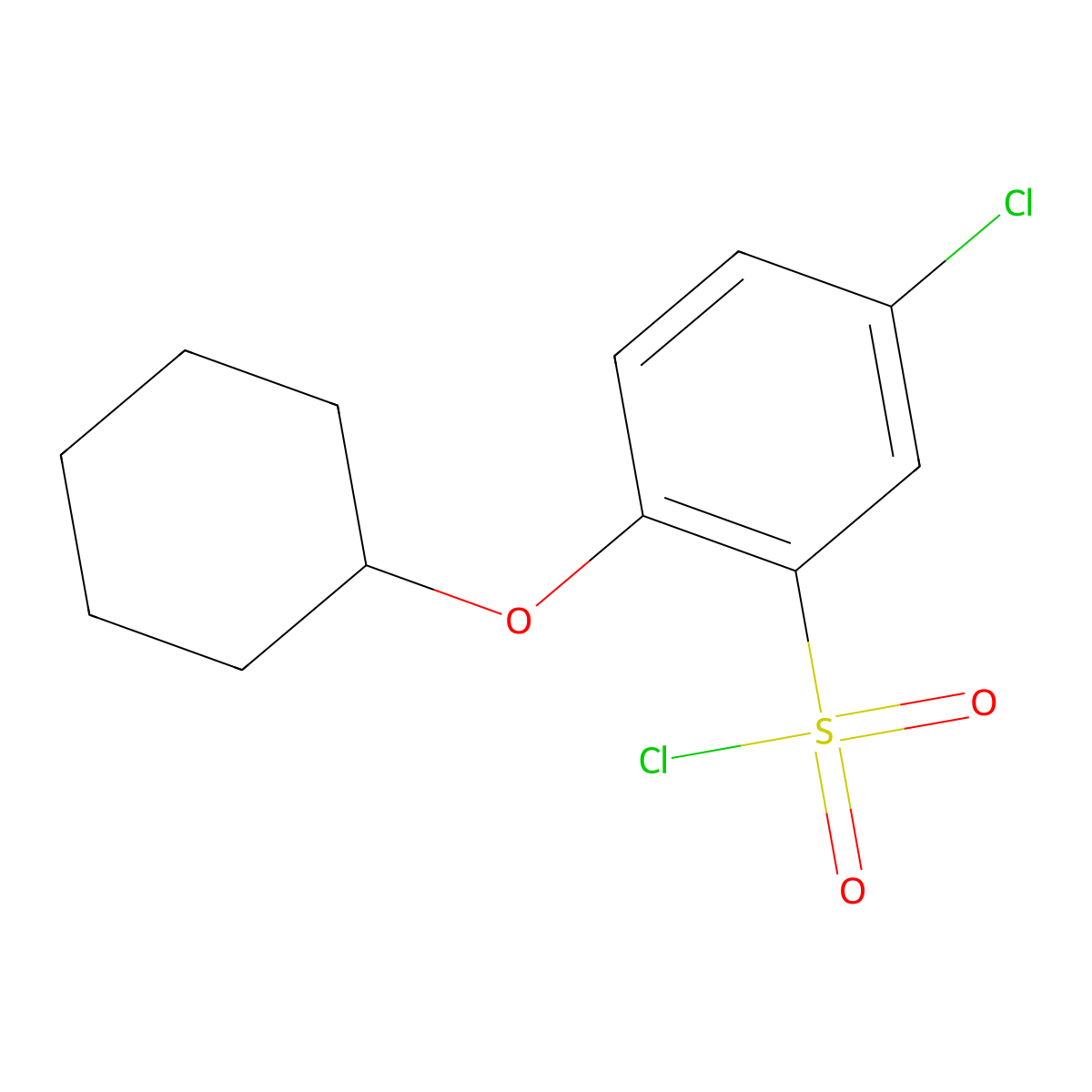 5-Chloro-2-(cyclohexyloxy)benzene-1-sulfonyl chloride molecular structure, CAS 1341440-13-8