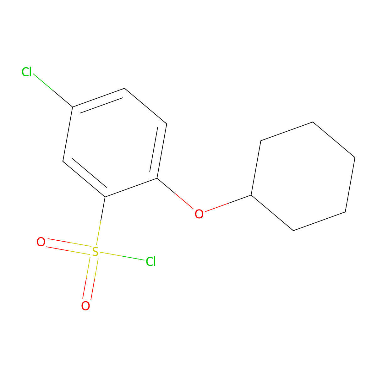 5-Chloro-2-(cyclohexyloxy)benzene-1-sulfonyl chloride molecular structure, CAS 1341440-13-8