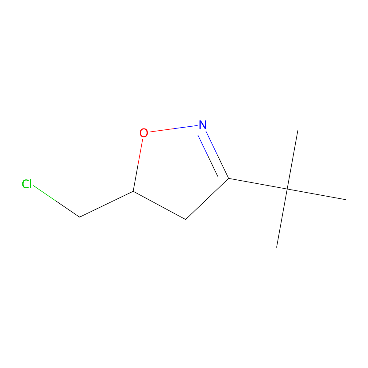 3-Tert-butyl-5-(chloromethyl)-4,5-dihydro-1,2-oxazole molecular structure, CAS 1341440-61-6