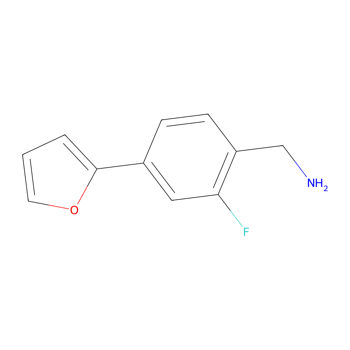 (2-Fluoro-4-(furan-2-yl)phenyl)methanamine molecular structure, CAS 1341447-72-0