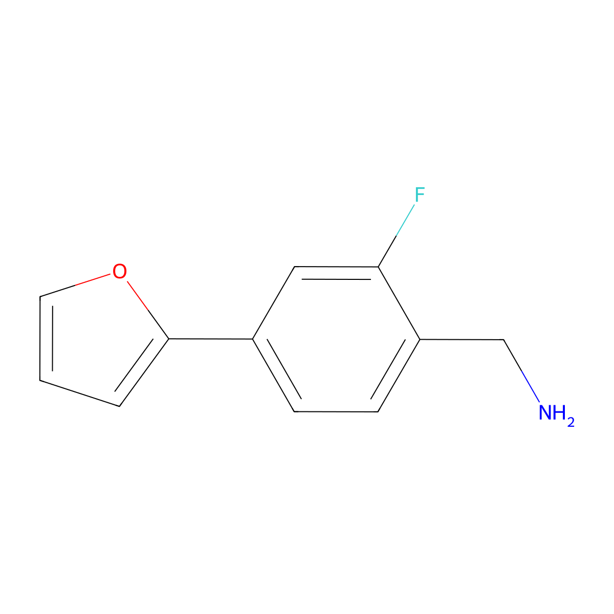(2-Fluoro-4-(furan-2-yl)phenyl)methanamine molecular structure, CAS 1341447-72-0
