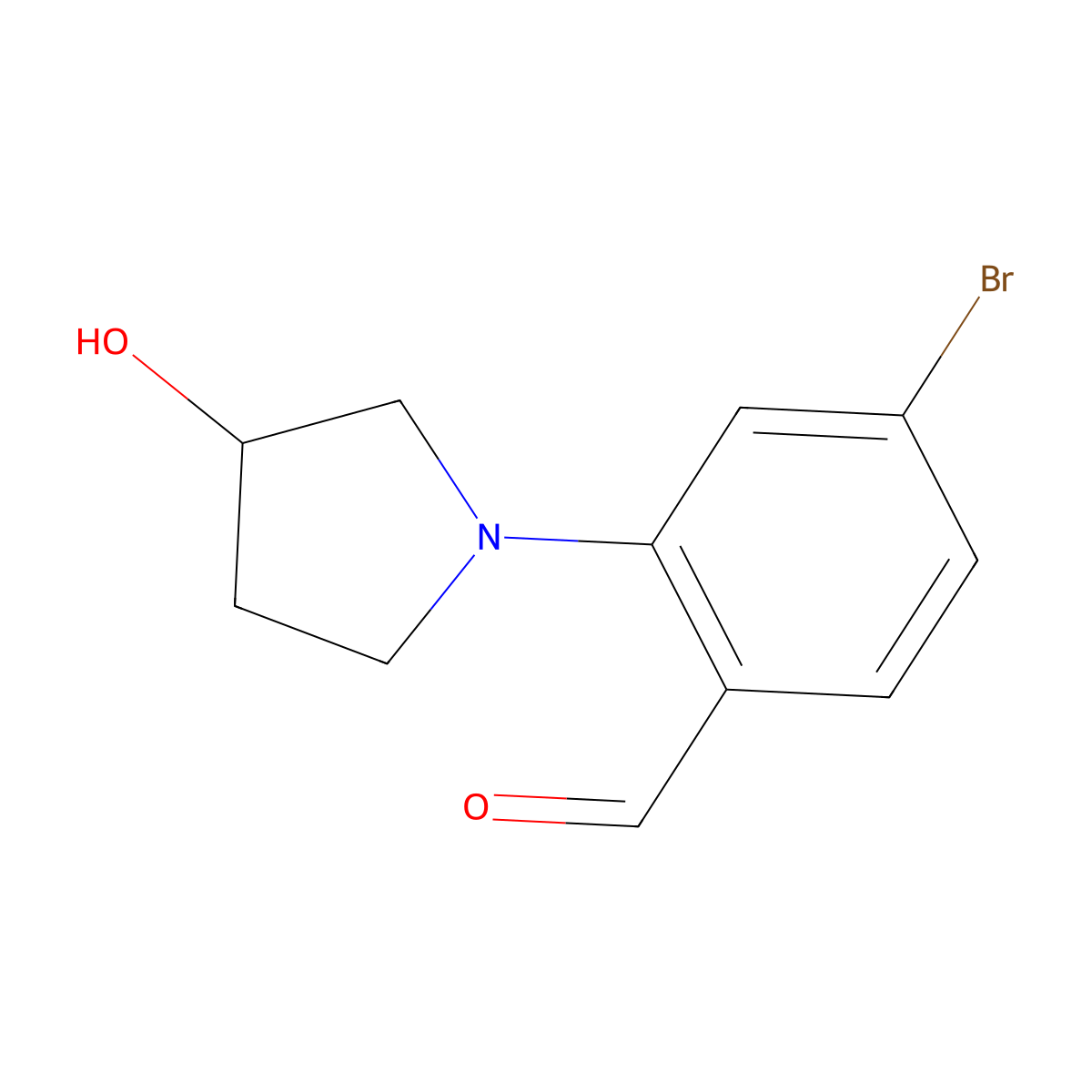 4-Bromo-2-(3-hydroxypyrrolidin-1-yl)benzaldehyde molecular structure, CAS 1341449-48-6