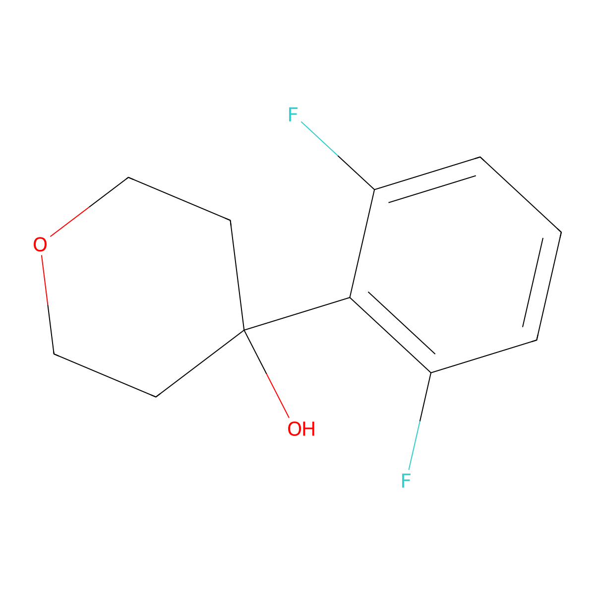 4-(2,6-difluorophenyl)tetrahydro-2H-pyran-4-ol molecular structure, CAS 1341452-21-8