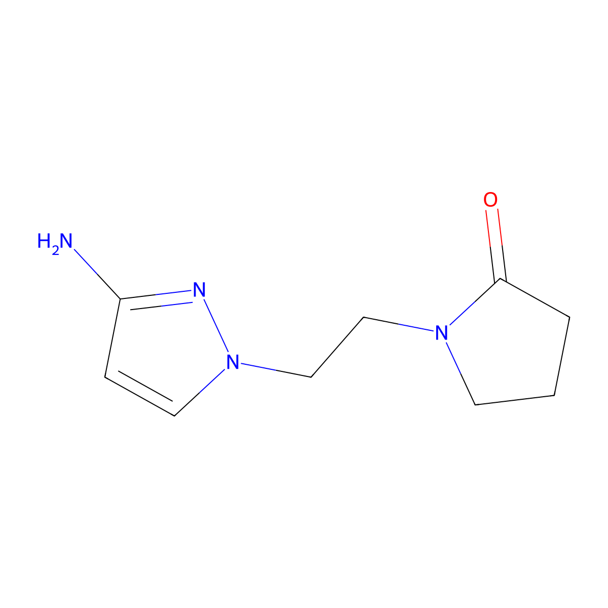 1-[2-(3-amino-1H-pyrazol-1-yl)ethyl]pyrrolidin-2-one molecular structure, CAS 1341452-25-2