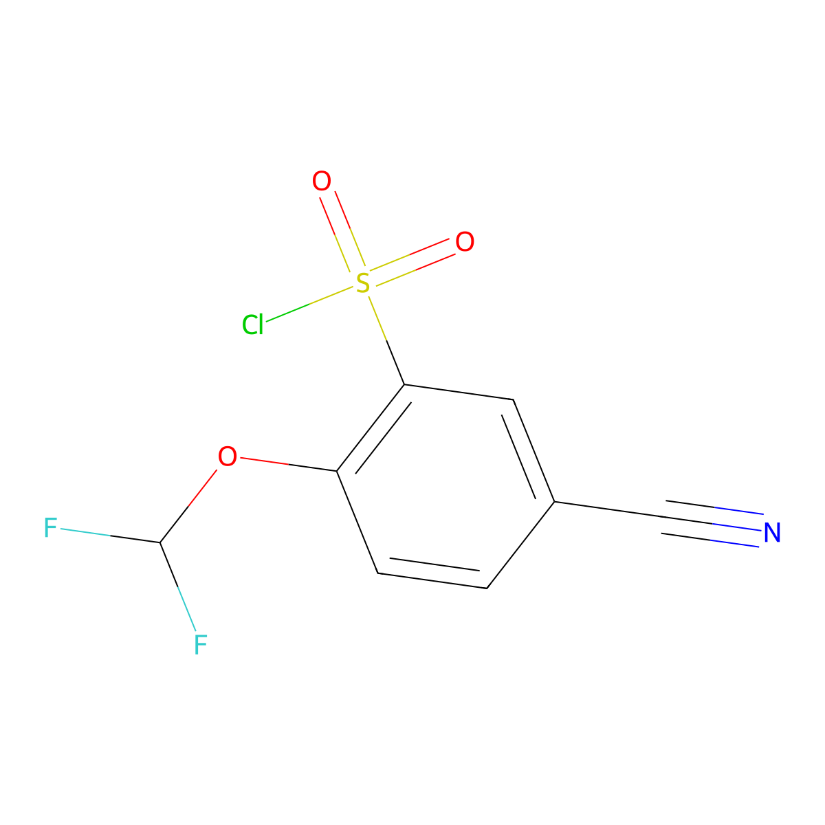 5-Cyano-2-(difluoromethoxy)benzene-1-sulfonyl chloride molecular structure, CAS 1341453-26-6