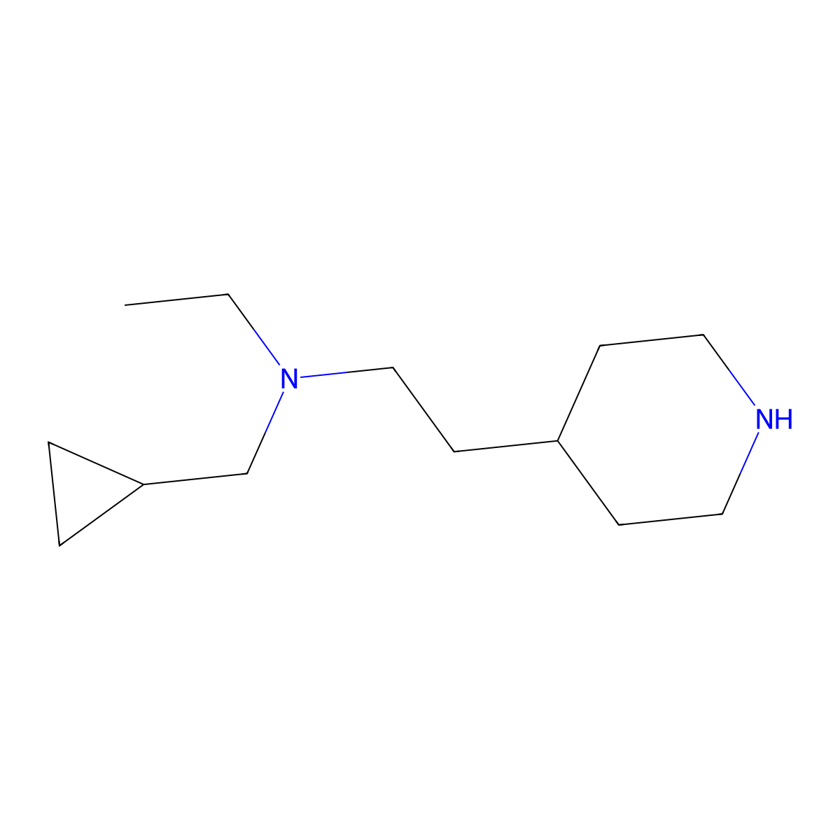 (Cyclopropylmethyl)(ethyl)[2-(piperidin-4-yl)ethyl]amine molecular structure, CAS 1341454-45-2
