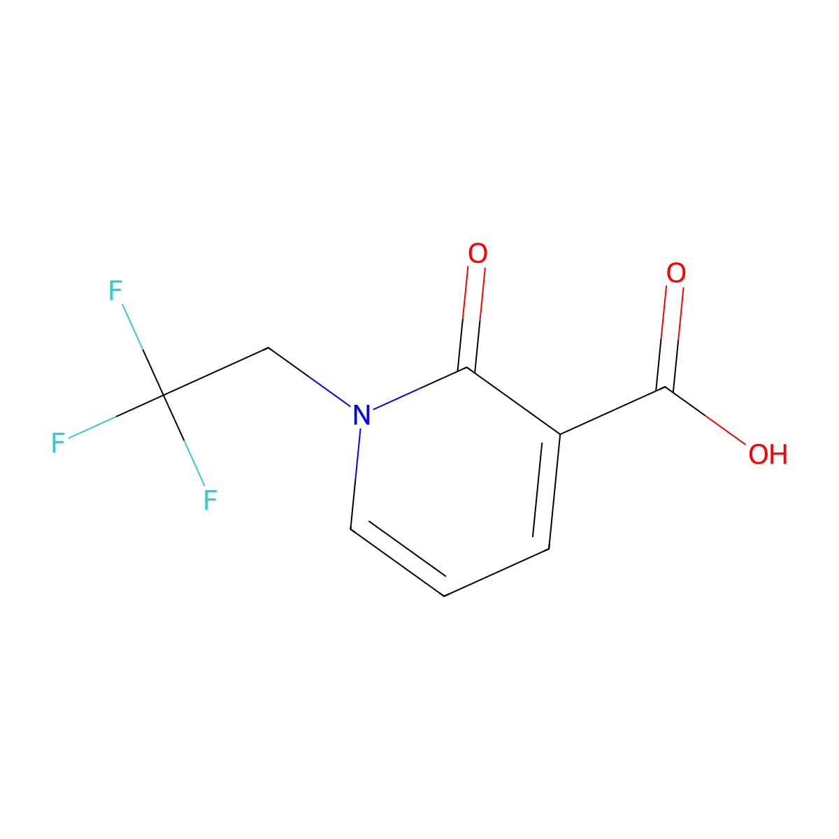 2-Oxo-1-(2,2,2-trifluoroethyl)-1,2-dihydropyridine-3-carboxylic acid molecular structure, CAS 1341455-73-9