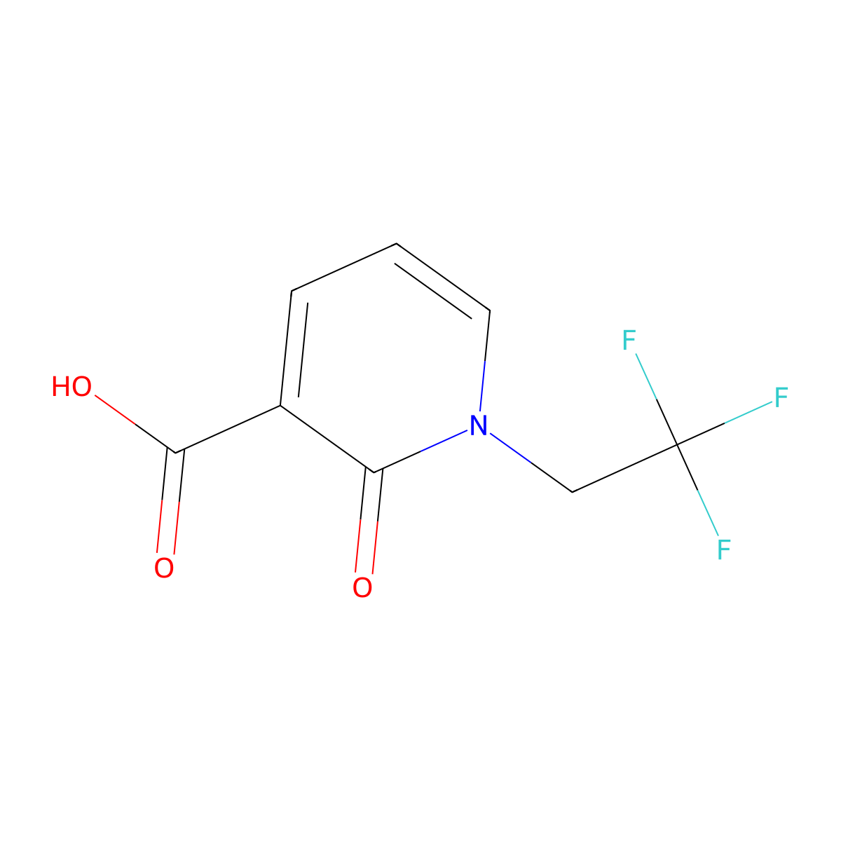 2-Oxo-1-(2,2,2-trifluoroethyl)-1,2-dihydropyridine-3-carboxylic acid molecular structure, CAS 1341455-73-9