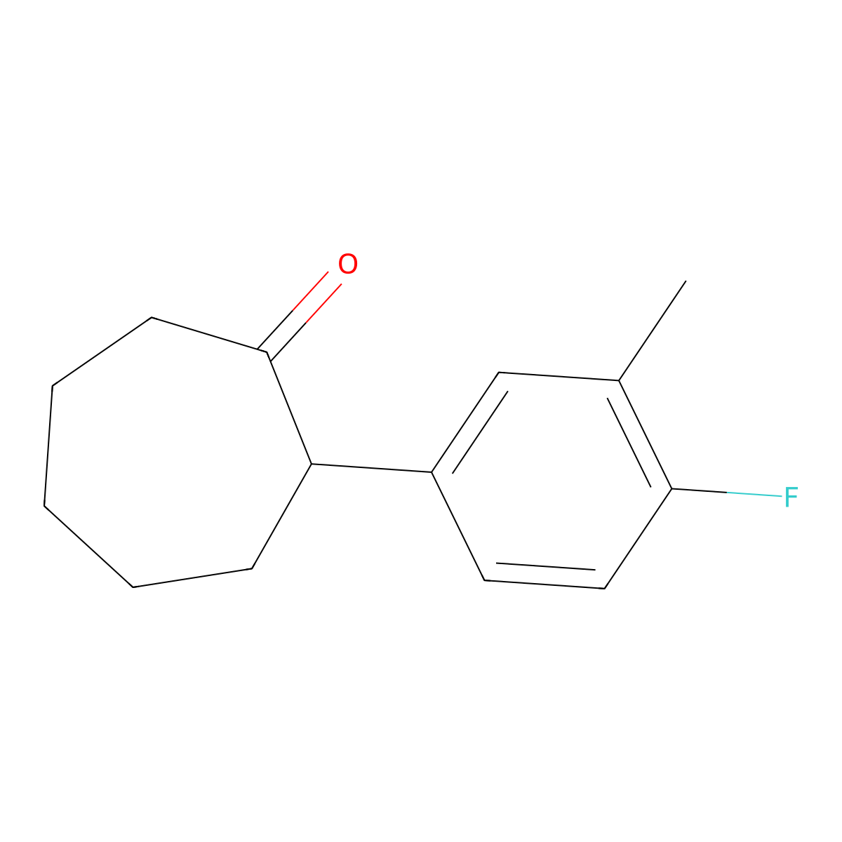 2-(4-Fluoro-3-methylphenyl)cycloheptan-1-one molecular structure, CAS 1341456-09-4