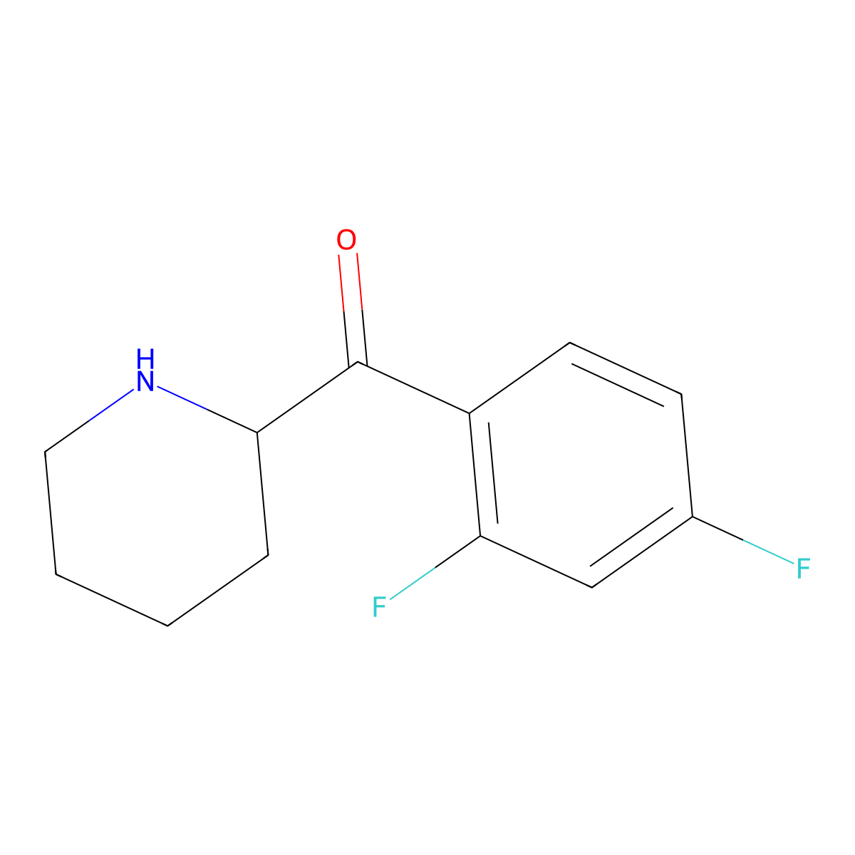 (2,4-Difluorophenyl)(piperidin-2-yl)methanone HCl molecular structure, CAS 1341456-39-0