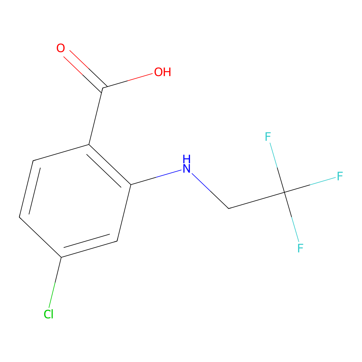 4-Chloro-2-((2,2,2-trifluoroethyl)amino)benzoic acid molecular structure, CAS 1341457-94-0