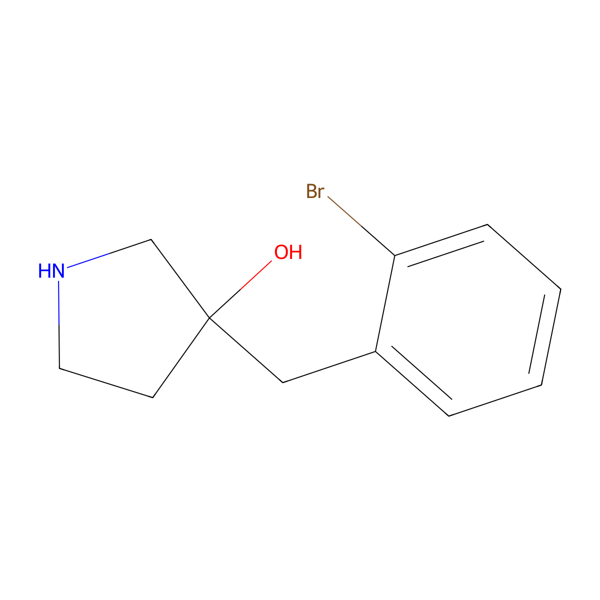 3-[(2-Bromophenyl)methyl]pyrrolidin-3-ol molecular structure, CAS 1341459-53-7