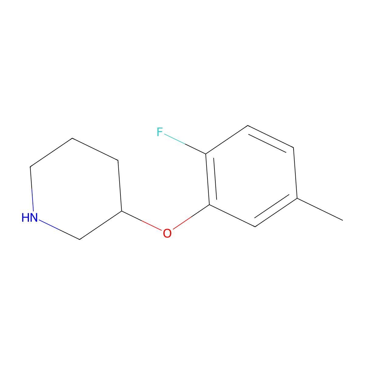 3-(2-Fluoro-5-methylphenoxy)piperidine molecular structure, CAS 1341460-10-3
