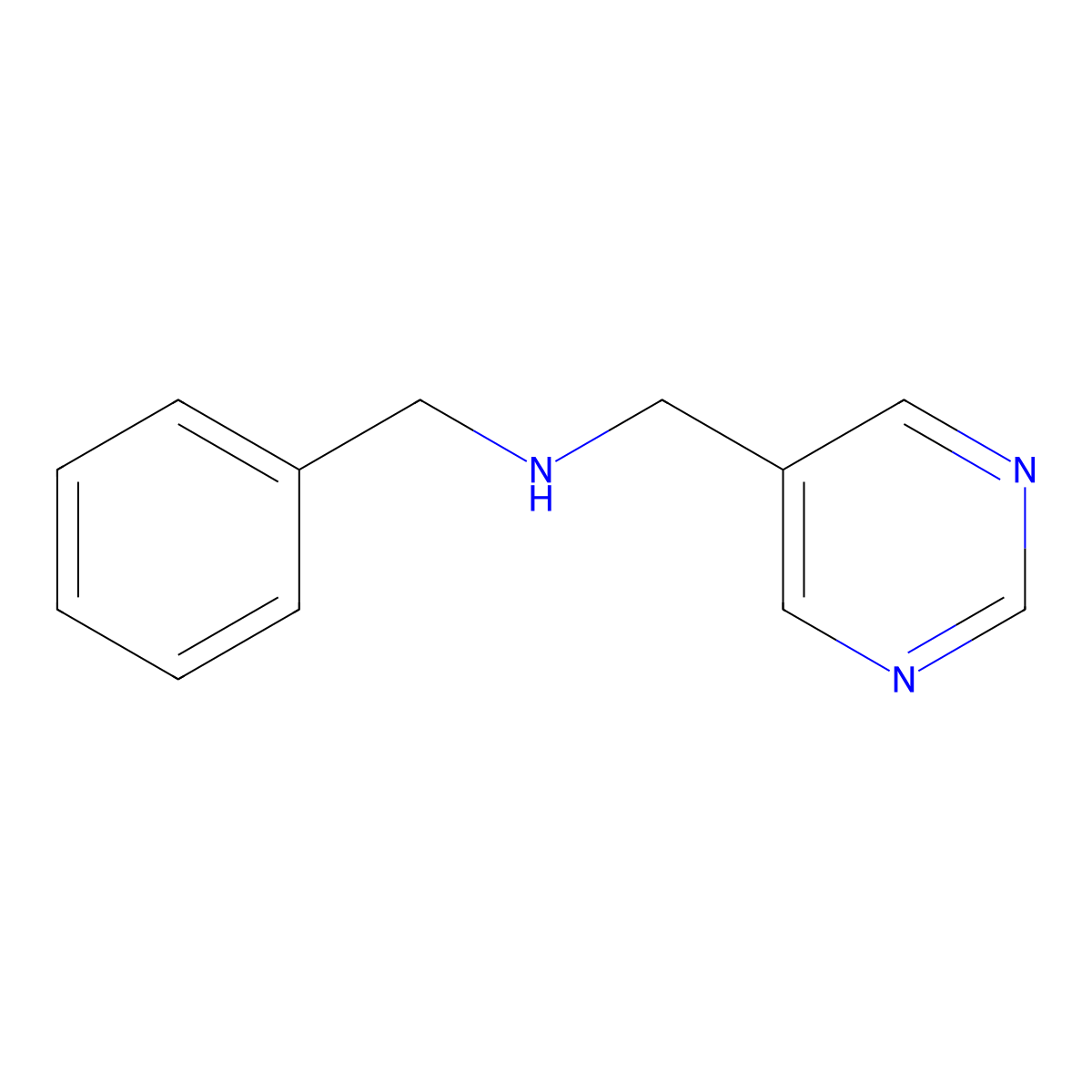 Benzyl[(pyrimidin-5-yl)methyl]amine molecular structure, CAS 1341460-36-3