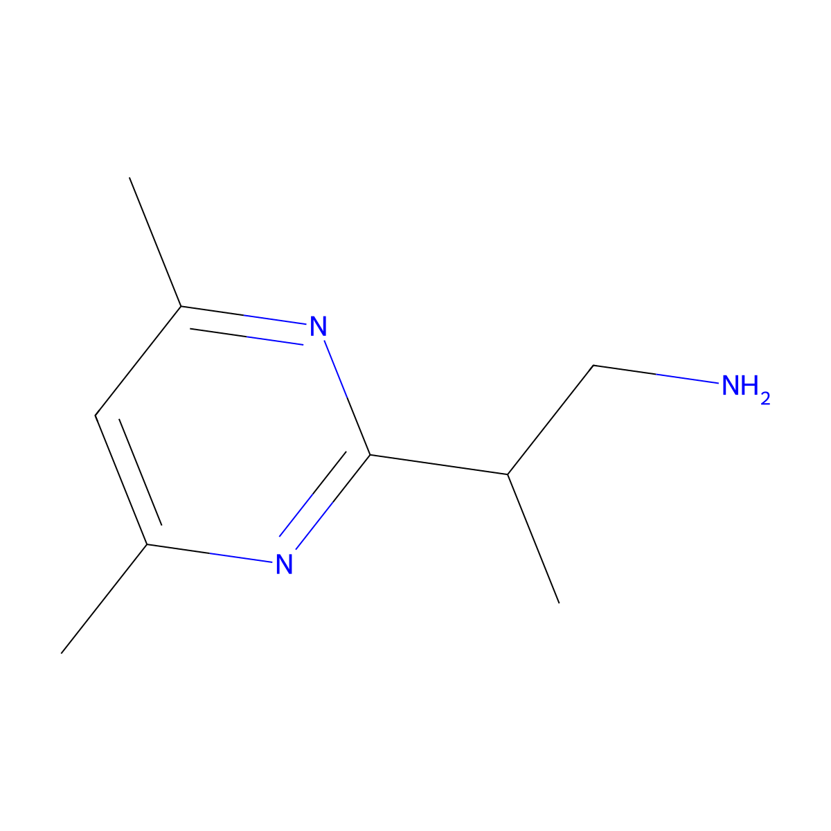 2-(4,6-Dimethylpyrimidin-2-yl)propan-1-amine molecular structure, CAS 1341462-57-4