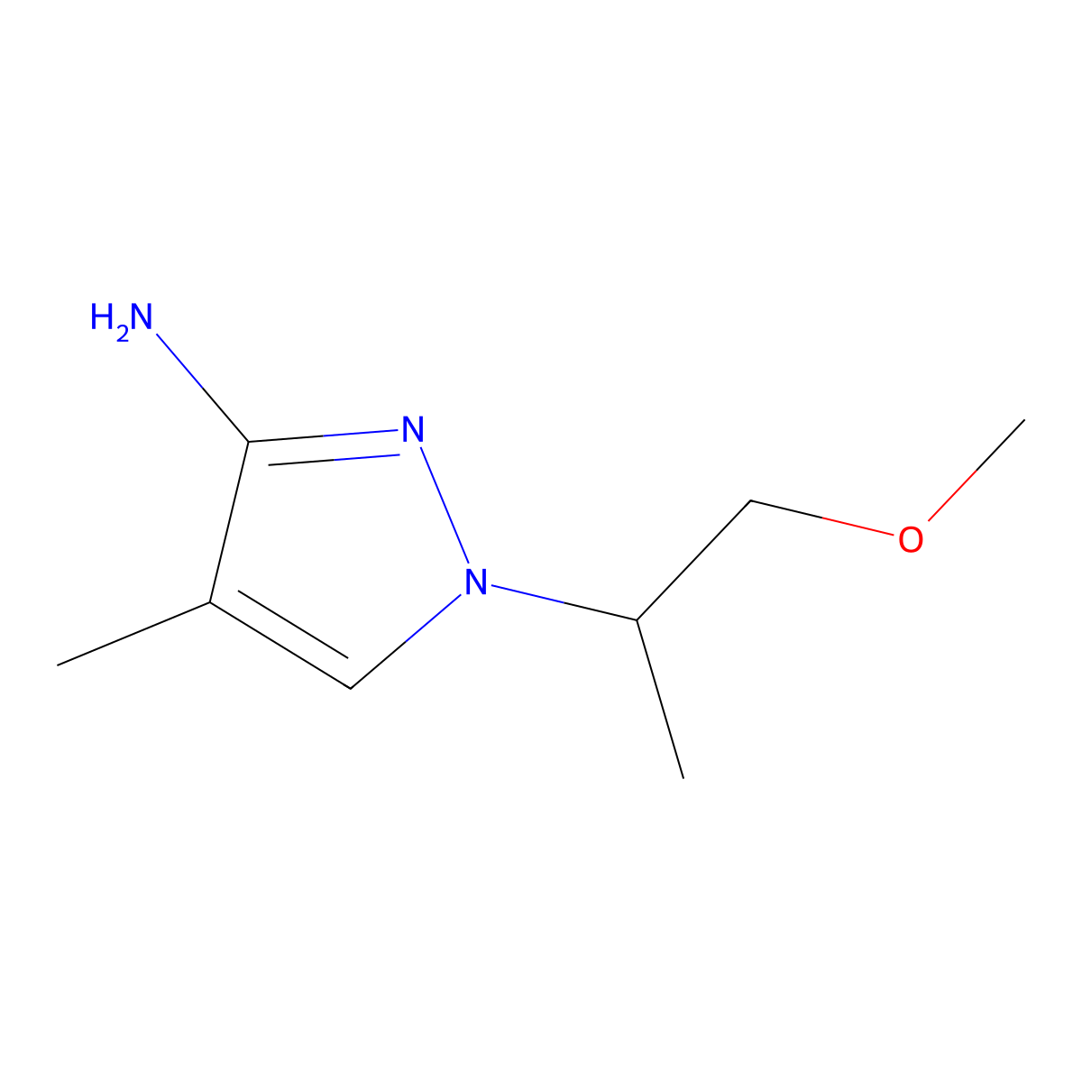 1-(1-Methoxypropan-2-yl)-4-methyl-1H-pyrazol-3-amine molecular structure, CAS 1341463-24-8