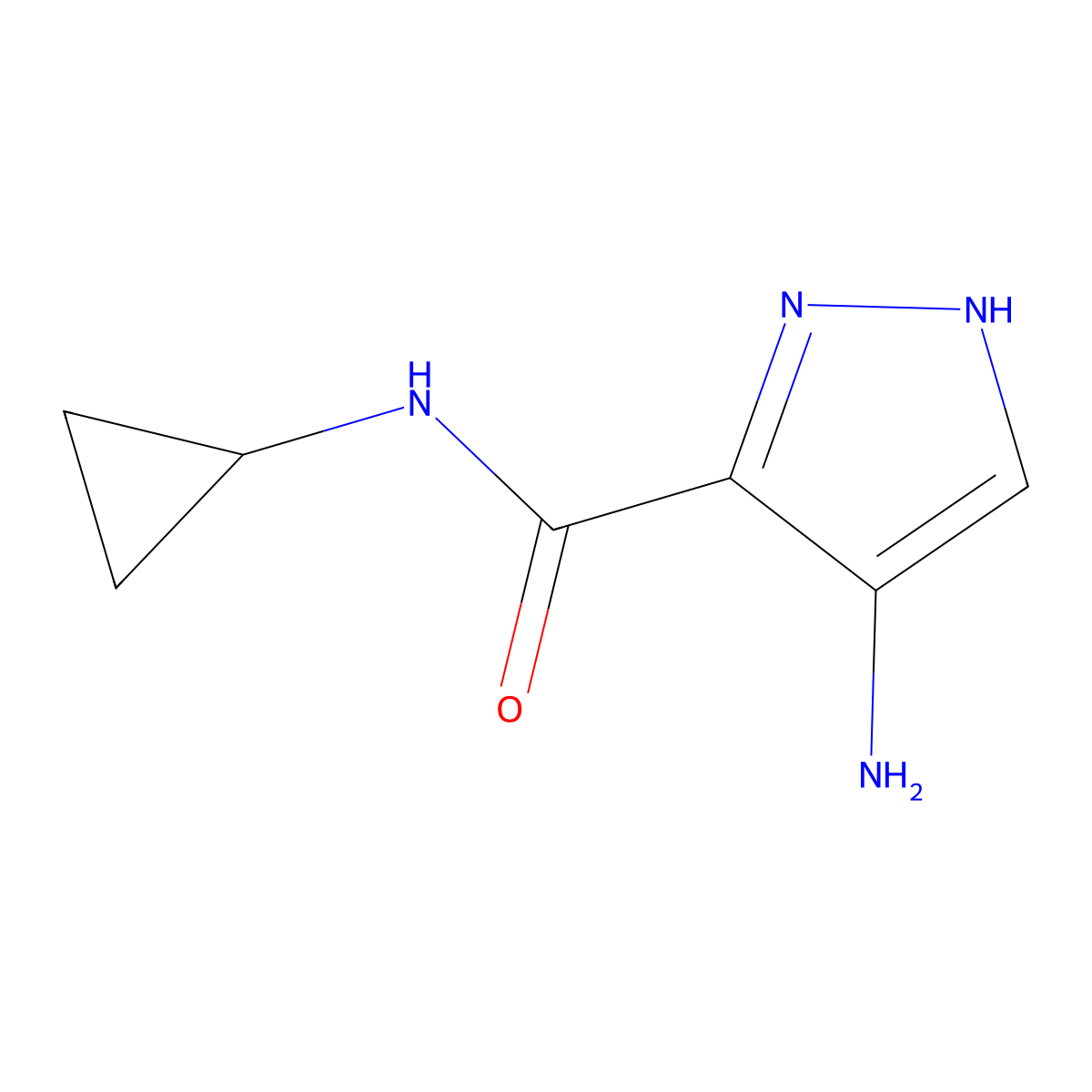 4-amino-N-cyclopropyl-1H-pyrazole-3-carboxamide molecular structure, CAS 1341467-42-2