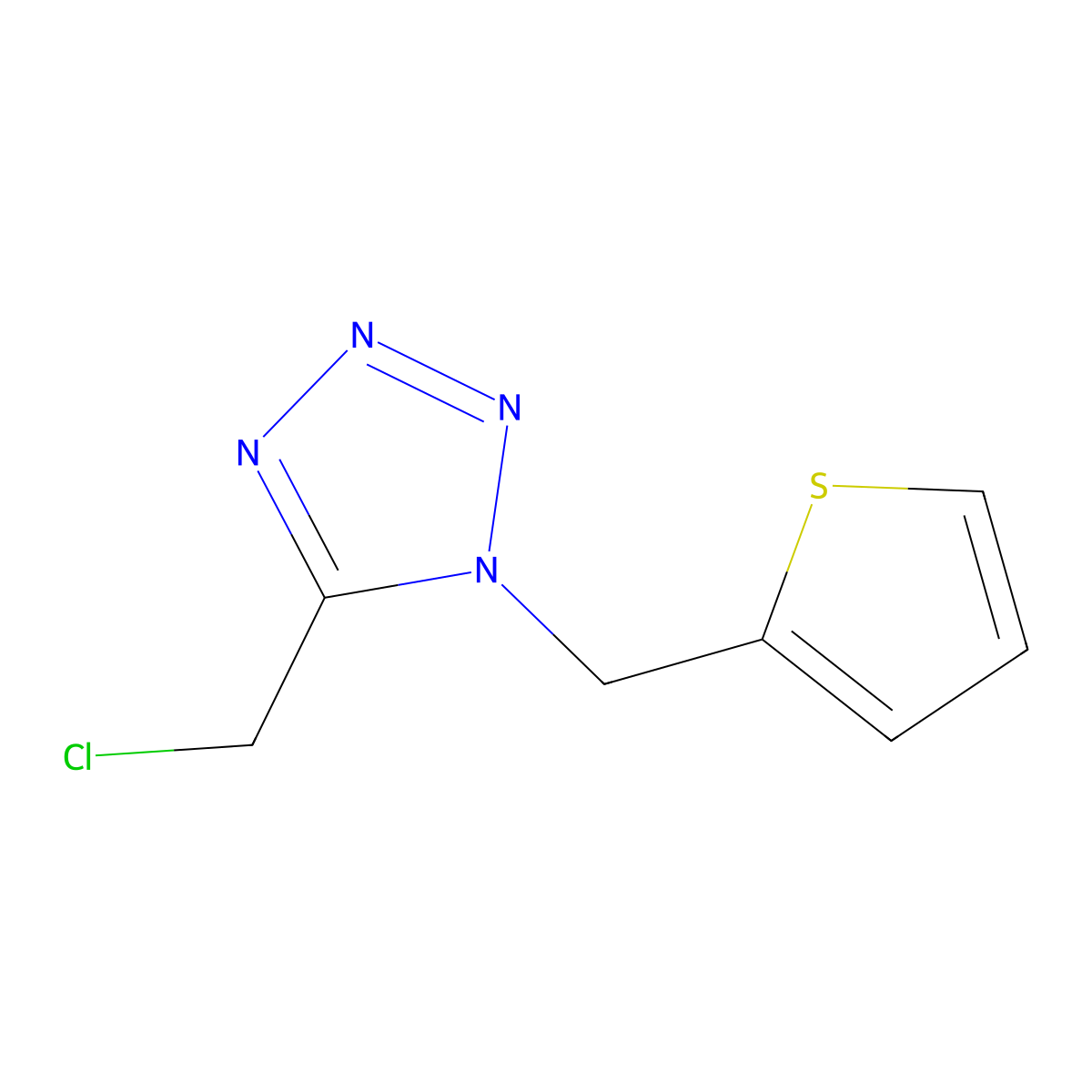 5-(chloromethyl)-1-((thiophen-2-yl)methyl)-1H-1,2,3,4-tetrazole molecular structure, CAS 1341470-32-3