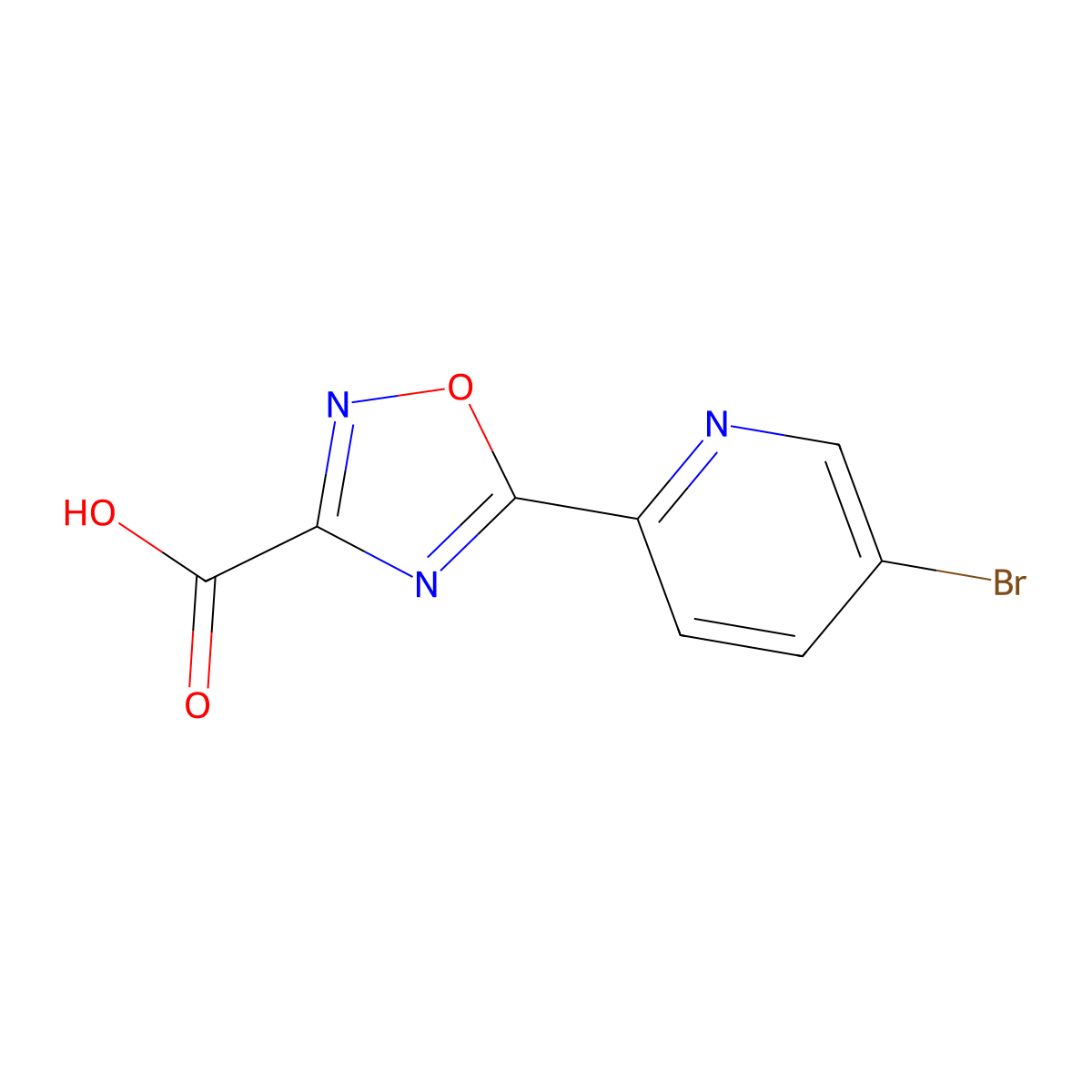 5-(5-Bromopyridin-2-yl)-1,2,4-oxadiazole-3-carboxylic acid molecular structure, CAS 1341470-99-2