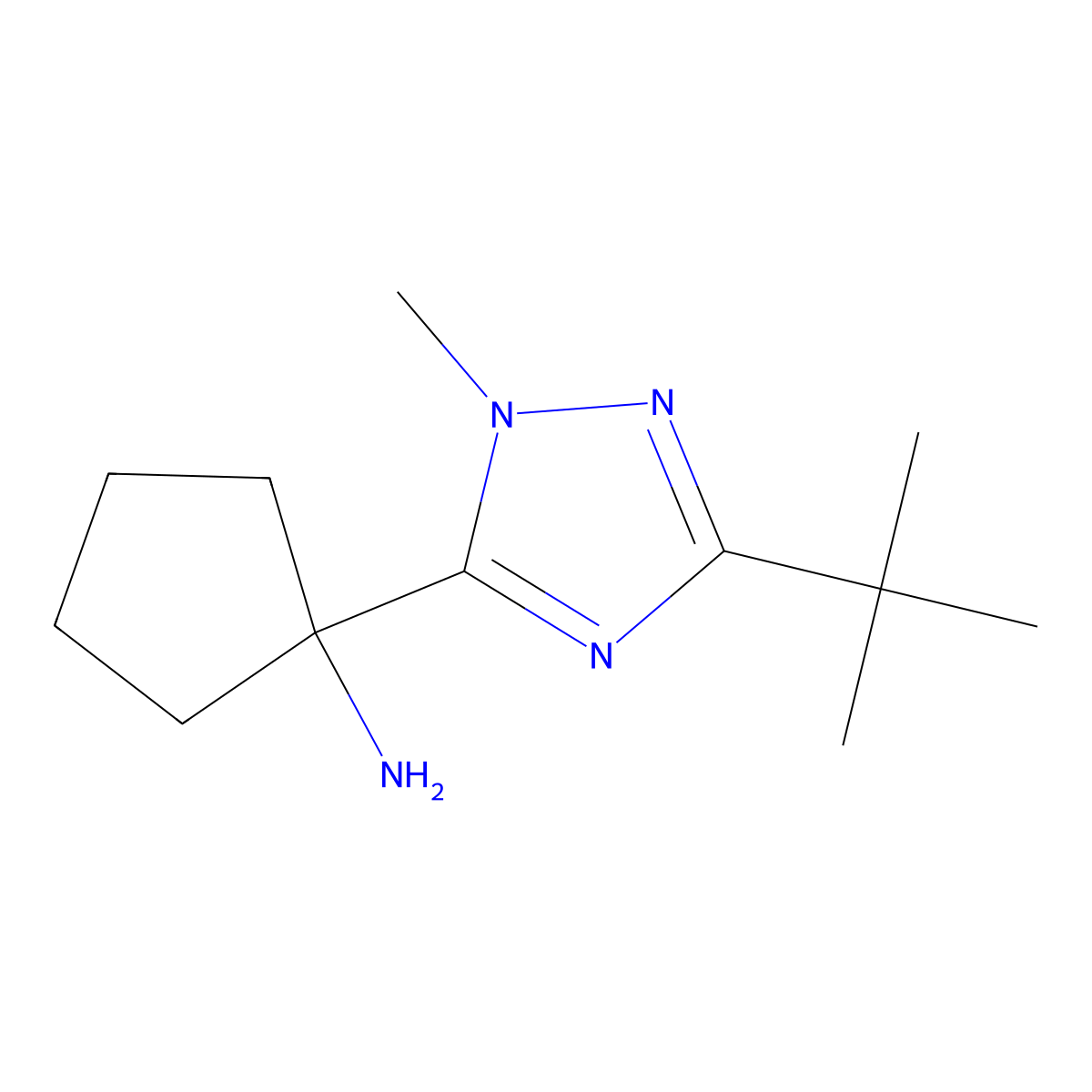 1-(3-(Tert-butyl)-1-methyl-1h-1,2,4-triazol-5-yl)cyclopentan-1-amine molecular structure, CAS 1341473-79-7