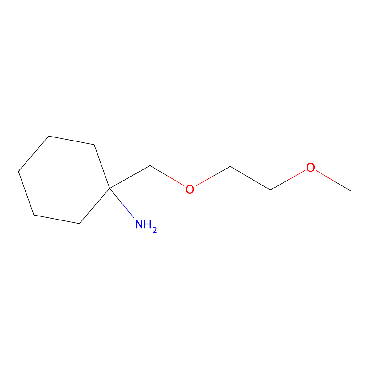 1-((2-Methoxyethoxy)methyl)cyclohexan-1-amine molecular structure, CAS 1341476-34-3