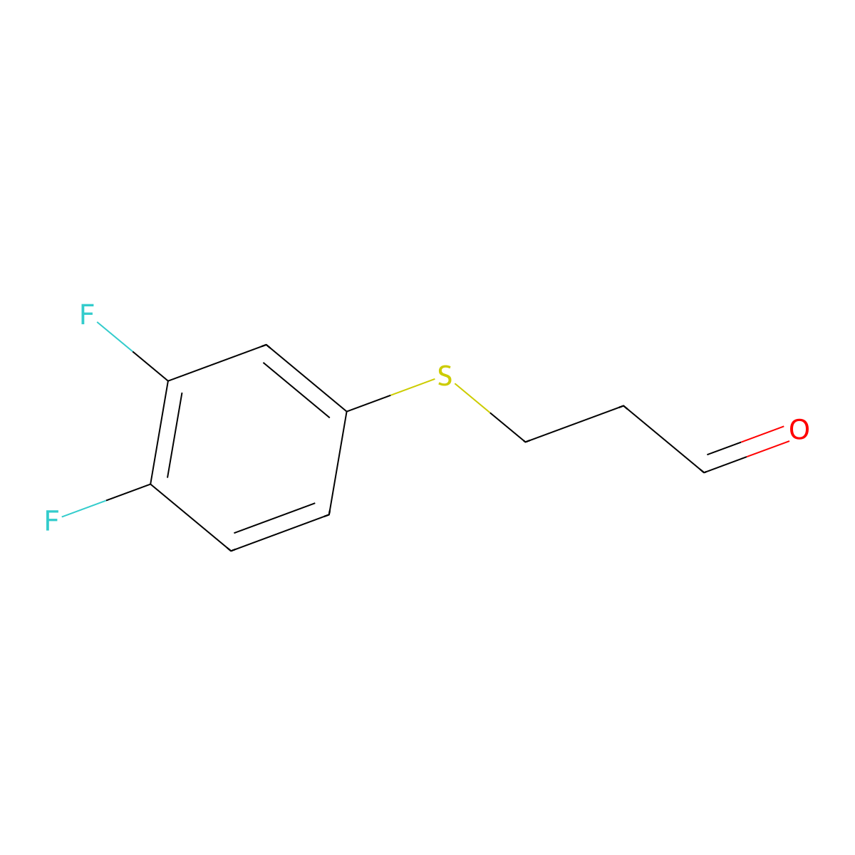3-((3,4-Difluorophenyl)thio)propanal molecular structure, CAS 1341477-06-2