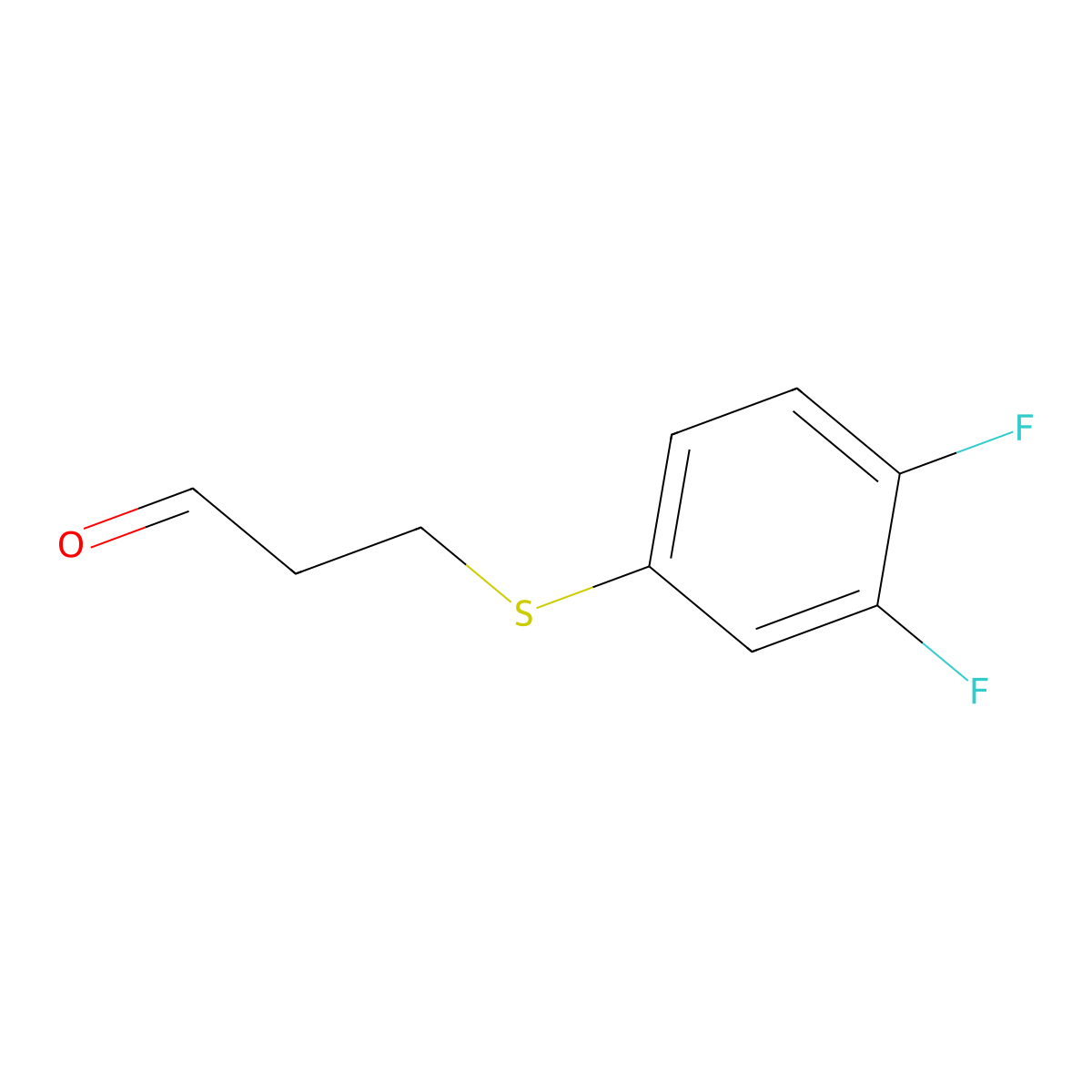 3-((3,4-Difluorophenyl)thio)propanal molecular structure, CAS 1341477-06-2