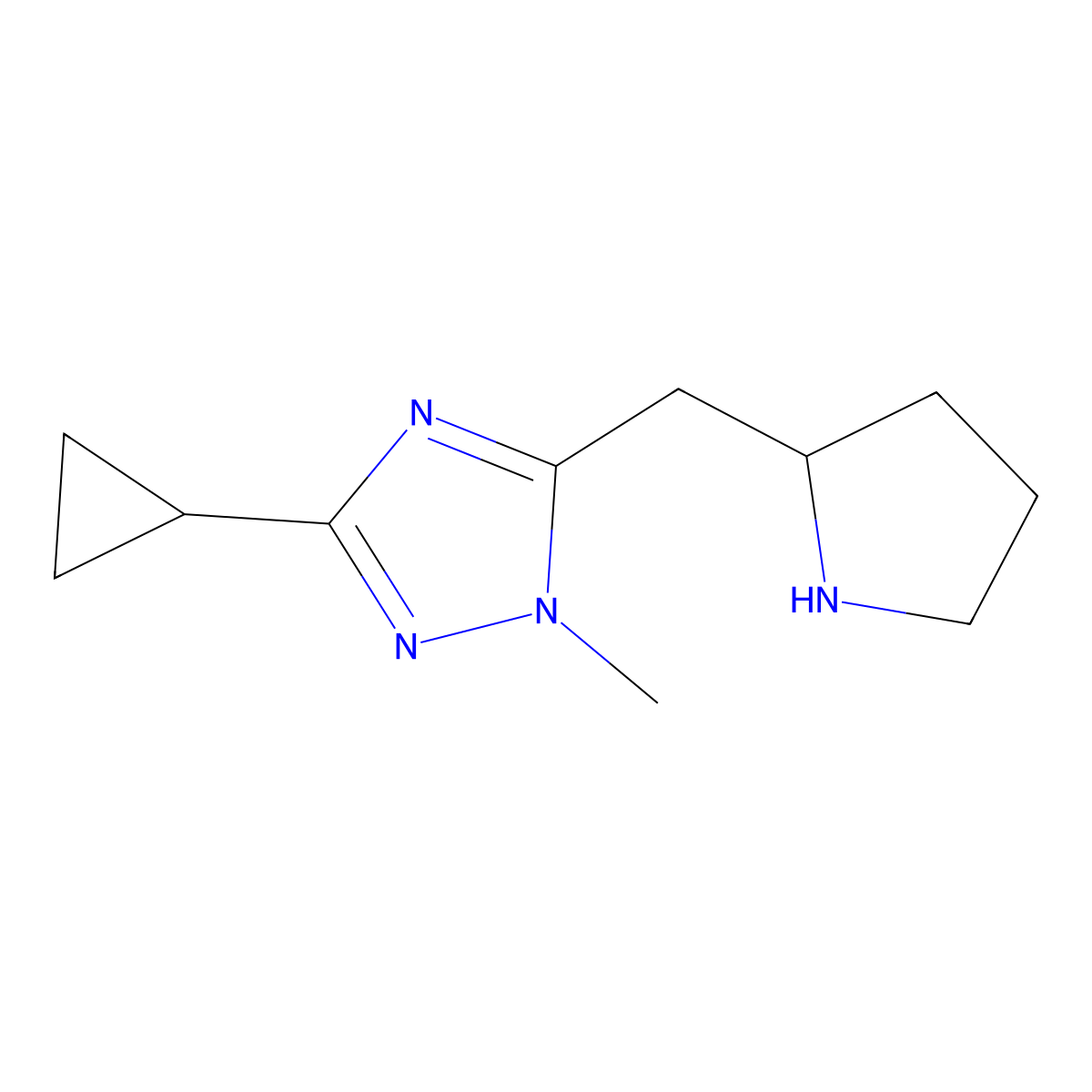 3-Cyclopropyl-1-methyl-5-(pyrrolidin-2-ylmethyl)-1h-1,2,4-triazole molecular structure, CAS 1341477-39-1
