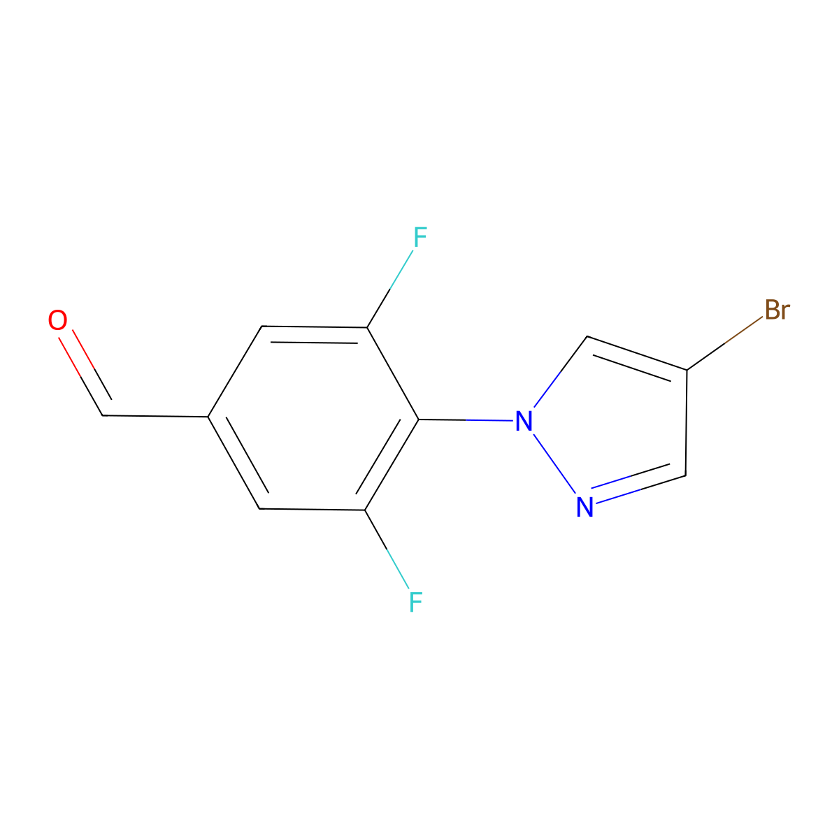 4-(4-Bromo-1h-pyrazol-1-yl)-3,5-difluorobenzaldehyde molecular structure, CAS 1341477-93-7