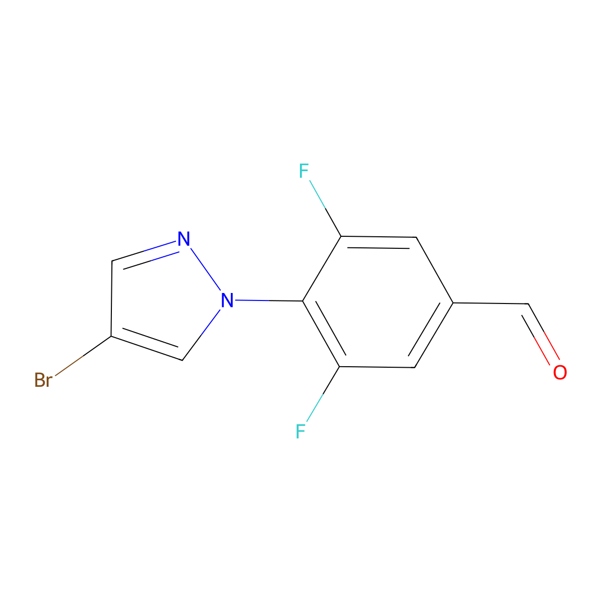 4-(4-Bromo-1h-pyrazol-1-yl)-3,5-difluorobenzaldehyde molecular structure, CAS 1341477-93-7