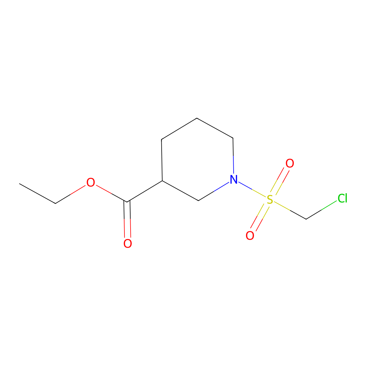 Ethyl 1-chloromethanesulfonylpiperidine-3-carboxylate molecular structure, CAS 1341478-68-9