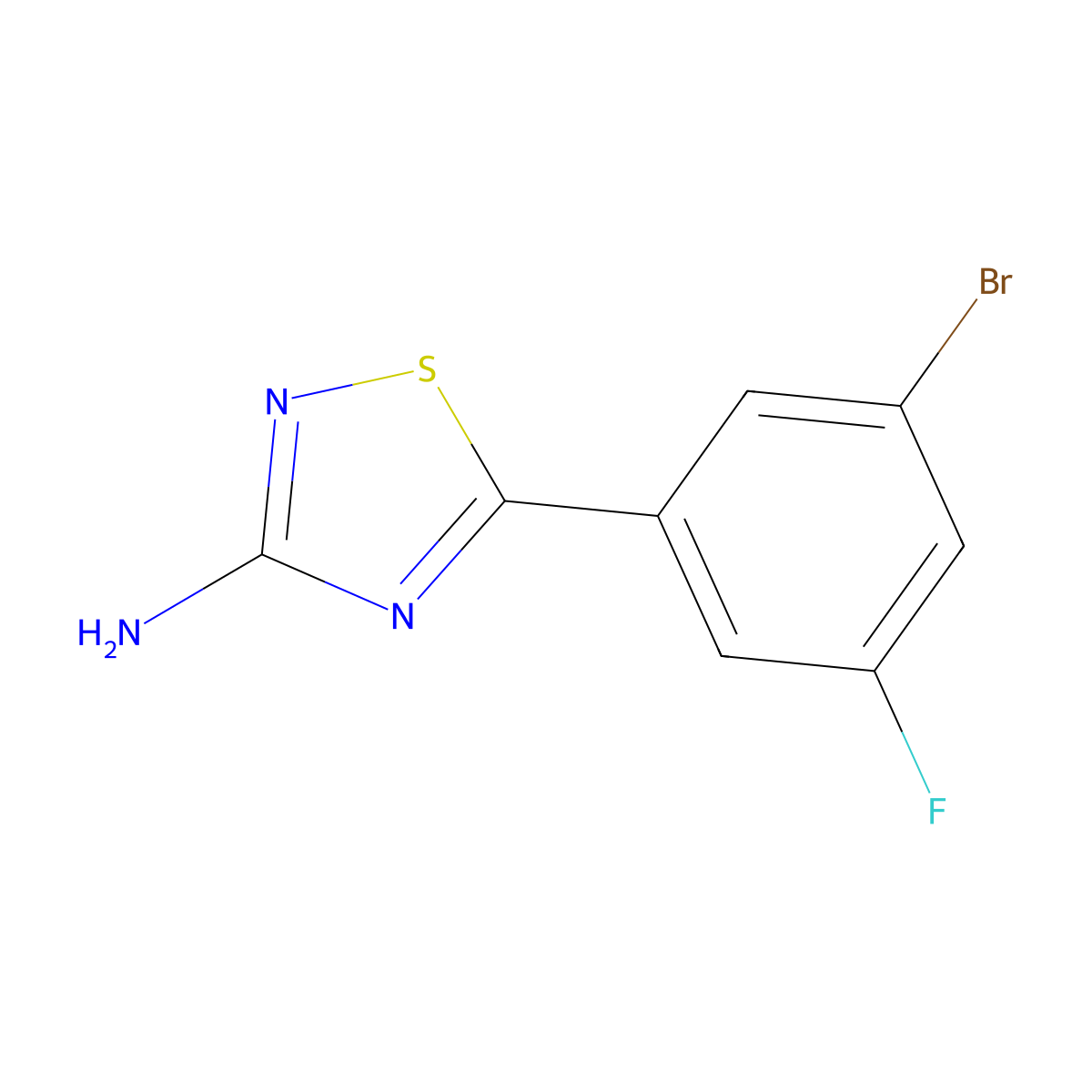 5-(3-Bromo-5-fluorophenyl)-1,2,4-thiadiazol-3-amine molecular structure, CAS 1341481-28-4