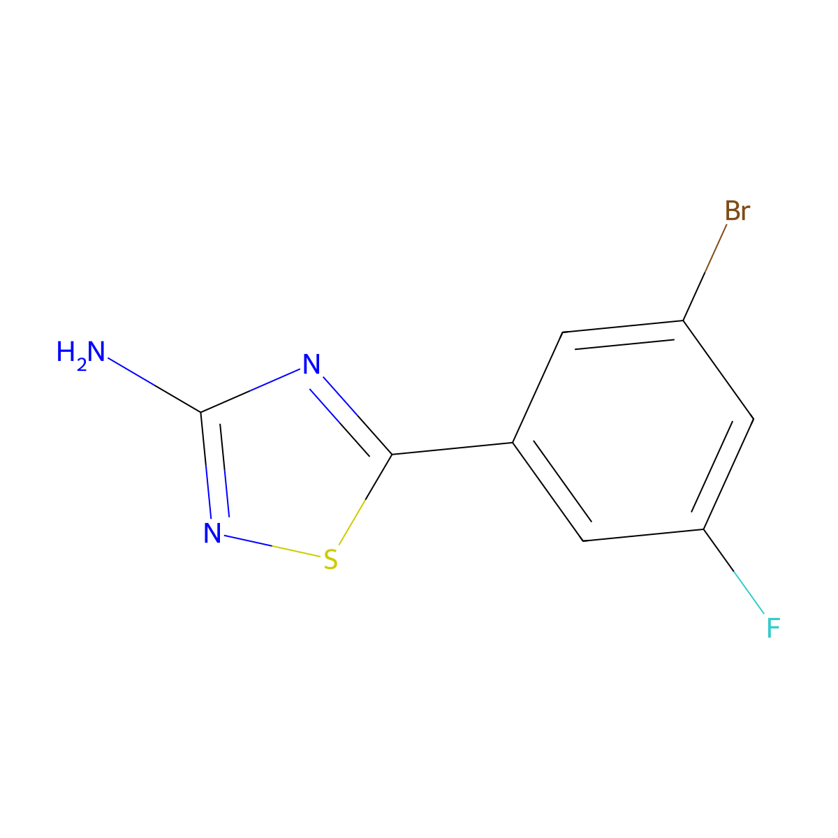 5-(3-Bromo-5-fluorophenyl)-1,2,4-thiadiazol-3-amine molecular structure, CAS 1341481-28-4