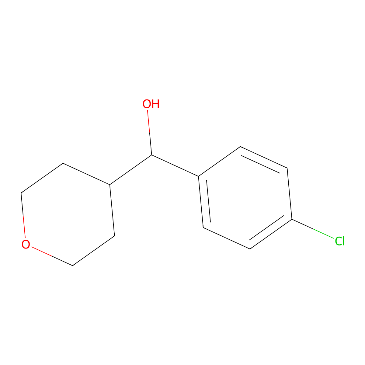 (4-Chlorophenyl)(oxan-4-yl)methanol molecular structure, CAS 1341482-24-3