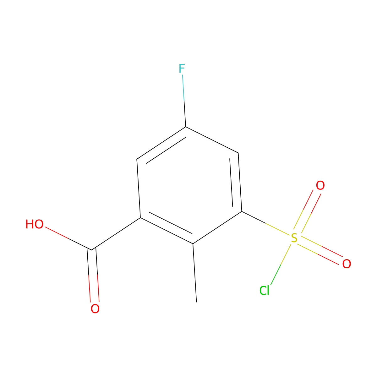 3-(Chlorosulfonyl)-5-fluoro-2-methylbenzoic acid molecular structure, CAS 1341488-61-6