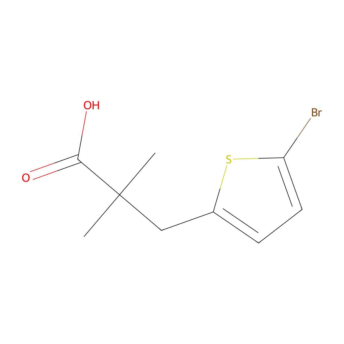 3-(5-Bromothiophen-2-yl)-2,2-dimethylpropanoic acid molecular structure, CAS 1341489-20-0