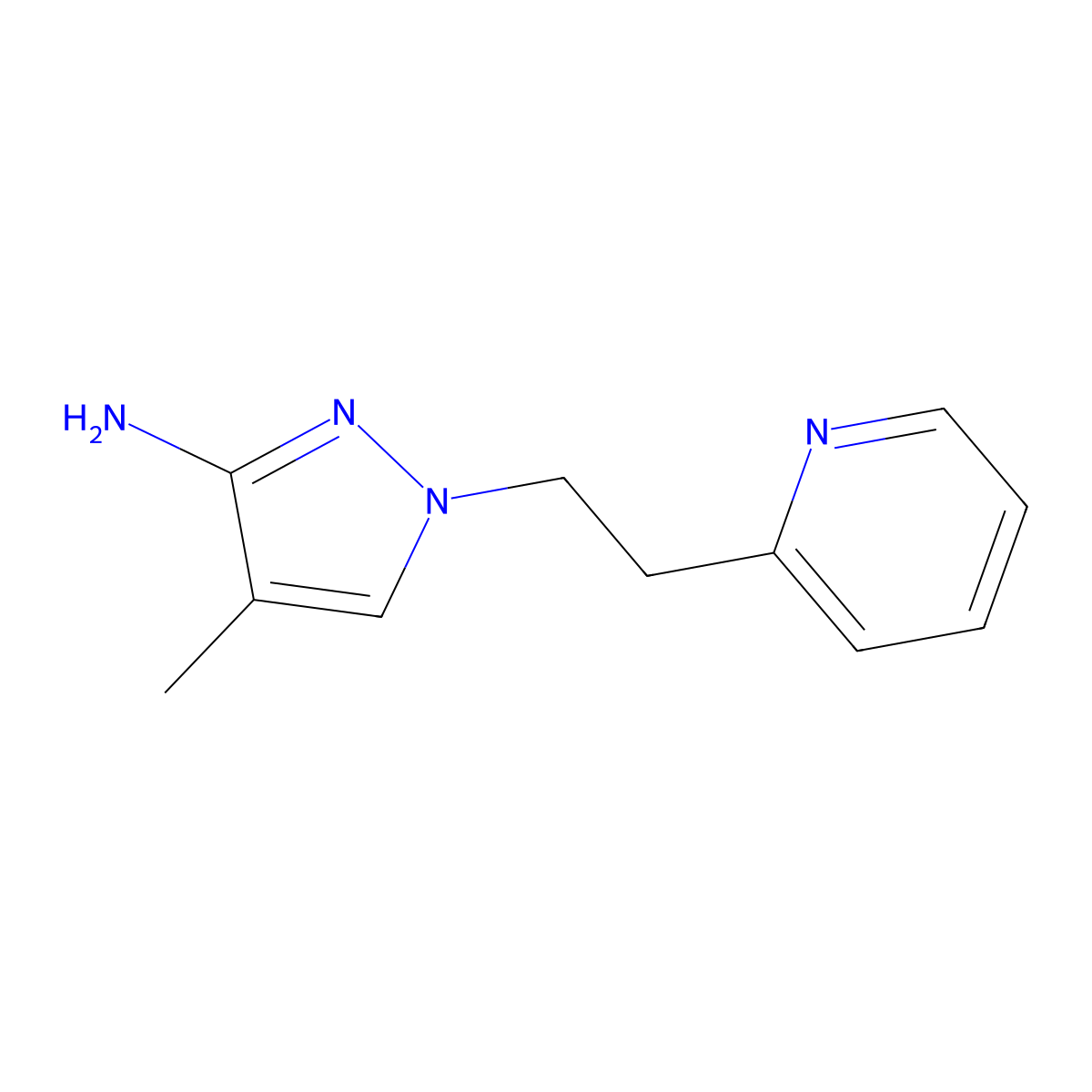 4-Methyl-1-(2-(pyridin-2-yl)ethyl)-1h-pyrazol-3-amine molecular structure, CAS 1341490-41-2