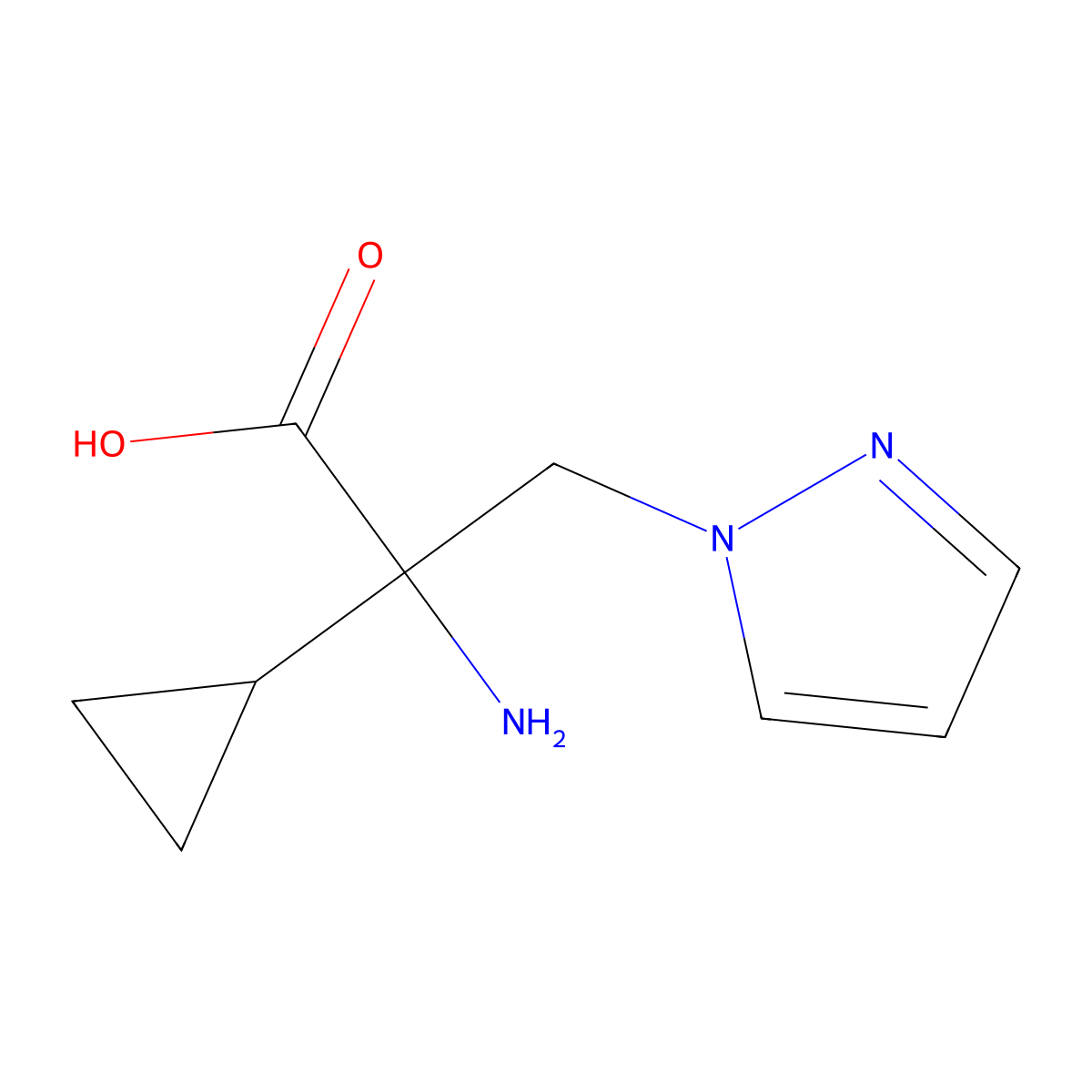 2-Amino-2-cyclopropyl-3-(1h-pyrazol-1-yl)propanoic acid molecular structure, CAS 1341493-17-1