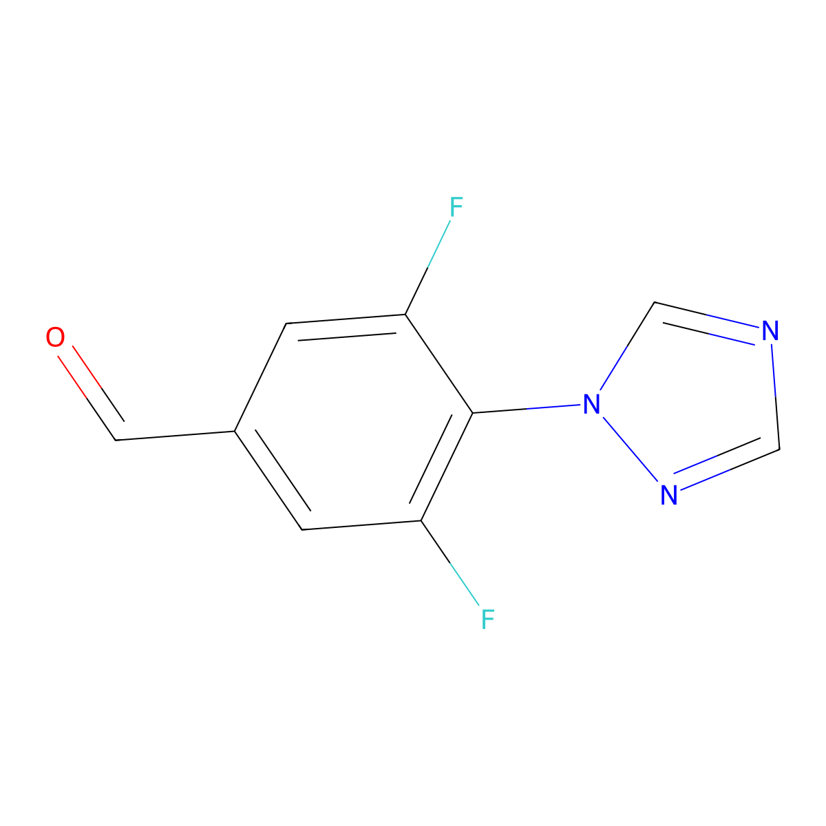 3,5-Difluoro-4-(1H-1,2,4-triazol-1-YL)benzaldehyde molecular structure, CAS 1341493-26-2