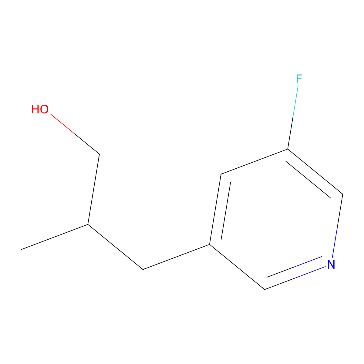 3-(5-Fluoropyridin-3-yl)-2-methylpropan-1-ol molecular structure, CAS 1341496-11-4