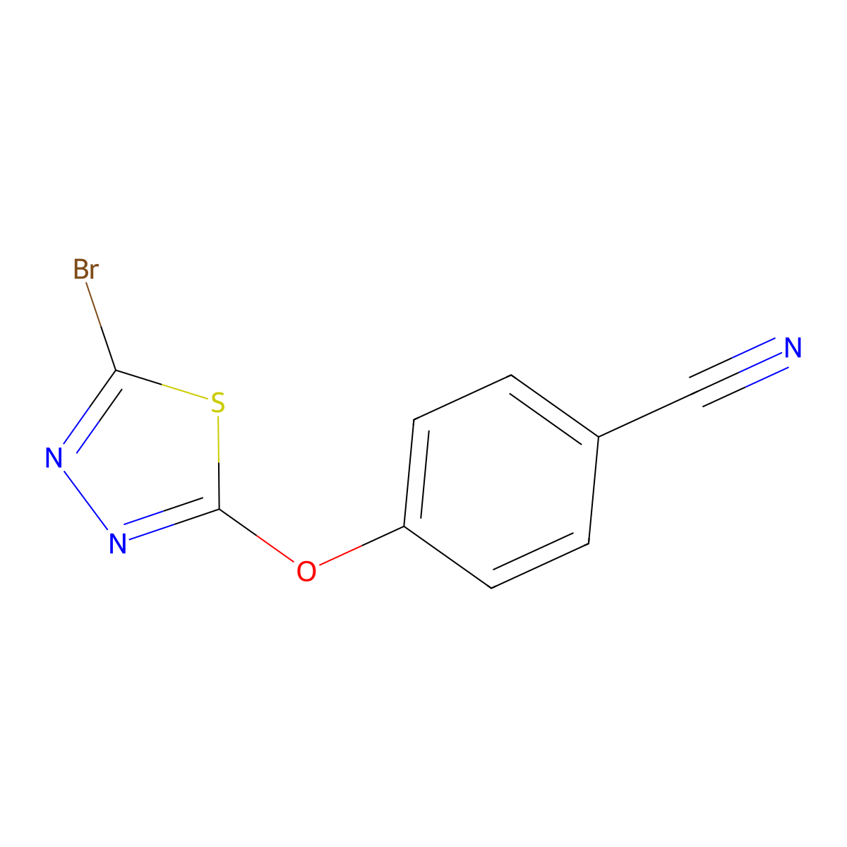 4-[(5-Bromo-1,3,4-thiadiazol-2-yl)oxy]benzonitrile molecular structure, CAS 1341498-87-0