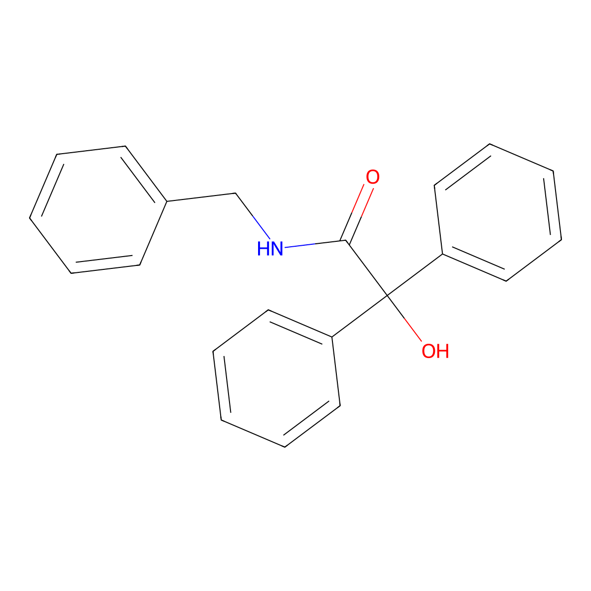 N-benzyl-2-hydroxy-2,2-diphenylacetamide molecular structure, CAS 13415-45-7