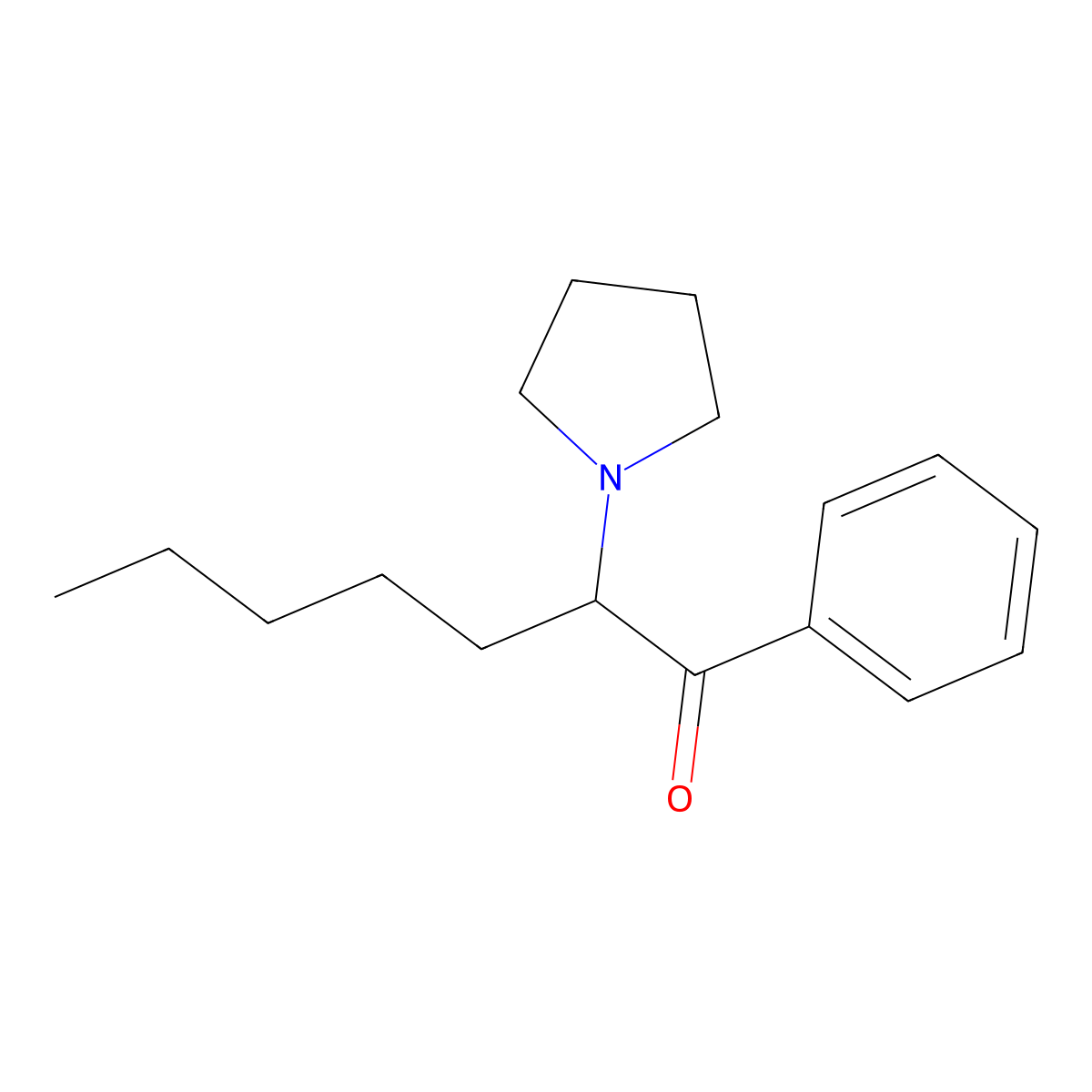 1-Phenyl-2-(pyrrolidin-1-yl)heptan-1-one molecular structure, CAS 13415-83-3