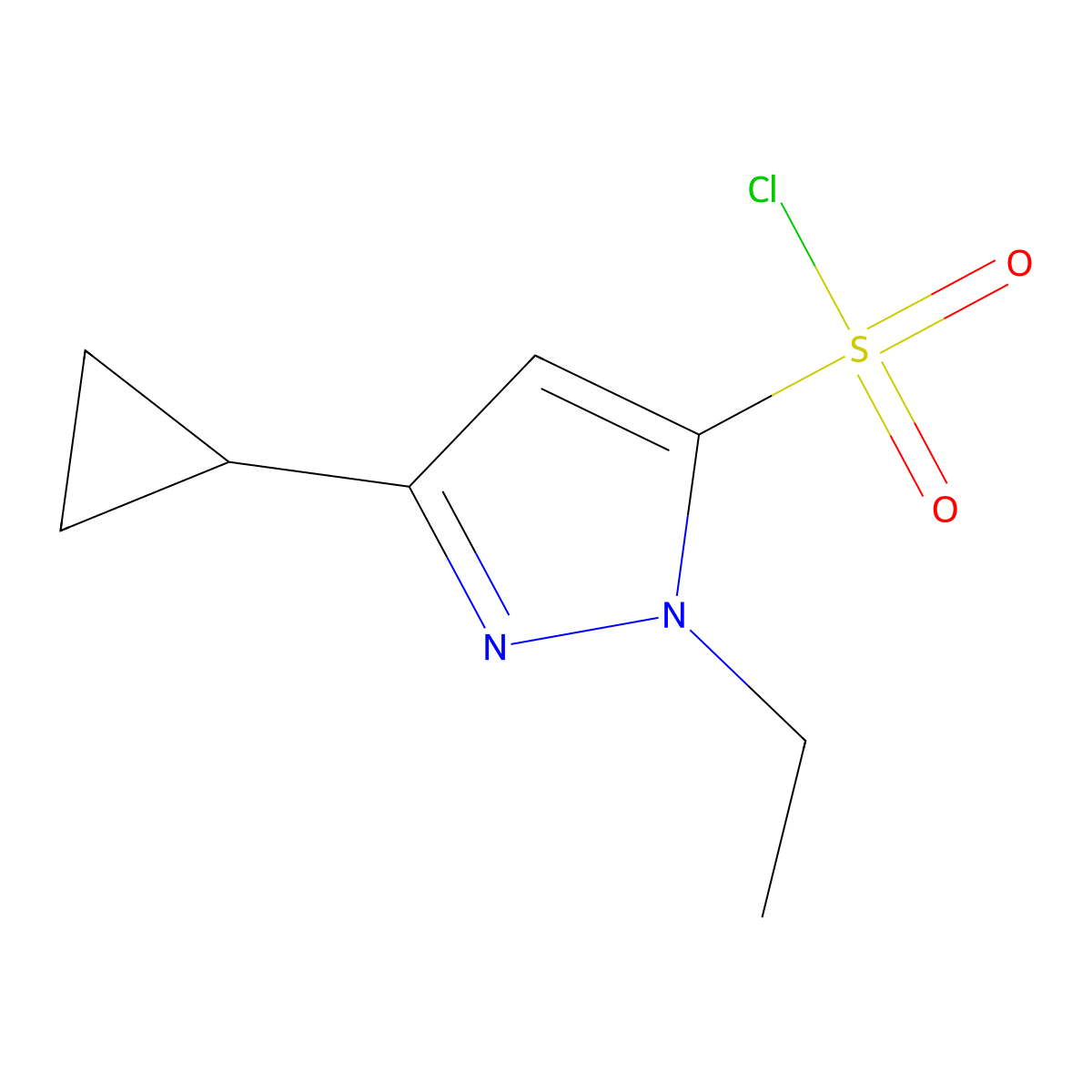 3-cyclopropyl-1-ethyl-1H-pyrazole-5-sulfonyl chloride molecular structure, CAS 1341502-16-6