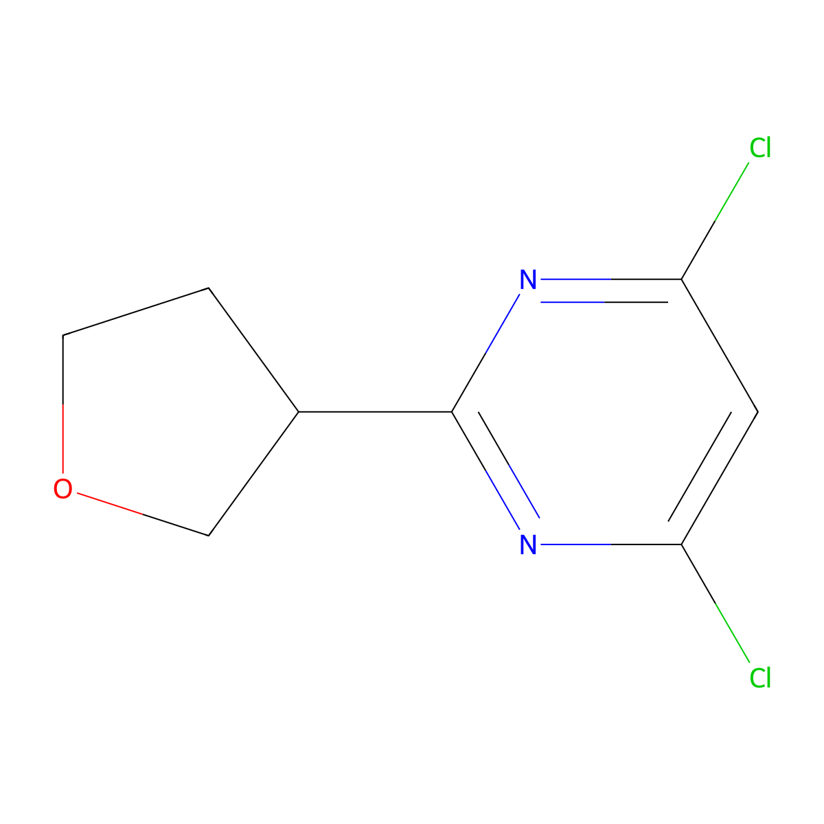 4,6-Dichloro-2-(tetrahydrofuran-3-yl)pyrimidine molecular structure, CAS 1341502-86-0
