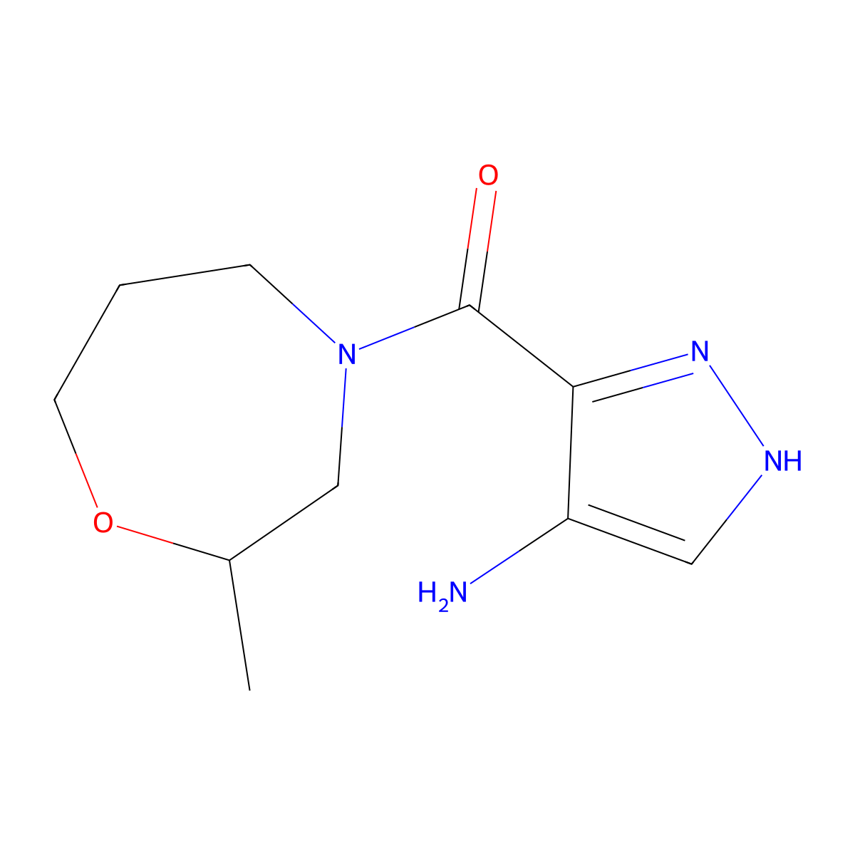3-(2-methyl-1,4-oxazepane-4-carbonyl)-1H-pyrazol-4-amine molecular structure, CAS 1341503-28-3