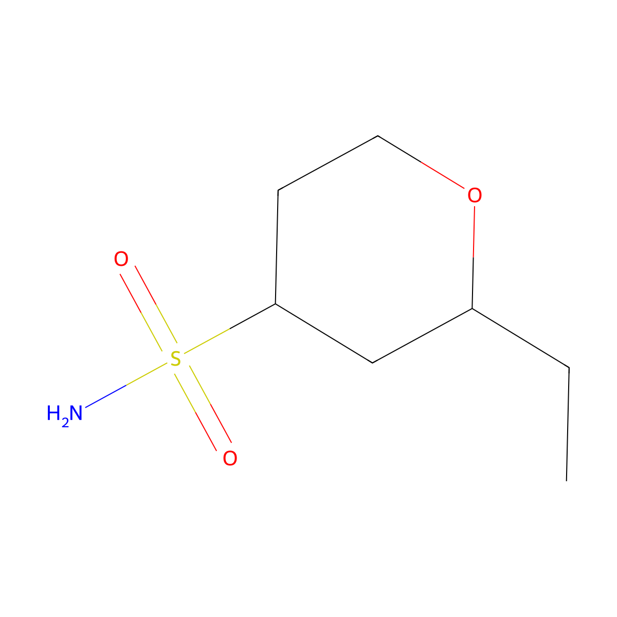 2-Ethyloxane-4-sulfonamide molecular structure, CAS 1341503-34-1