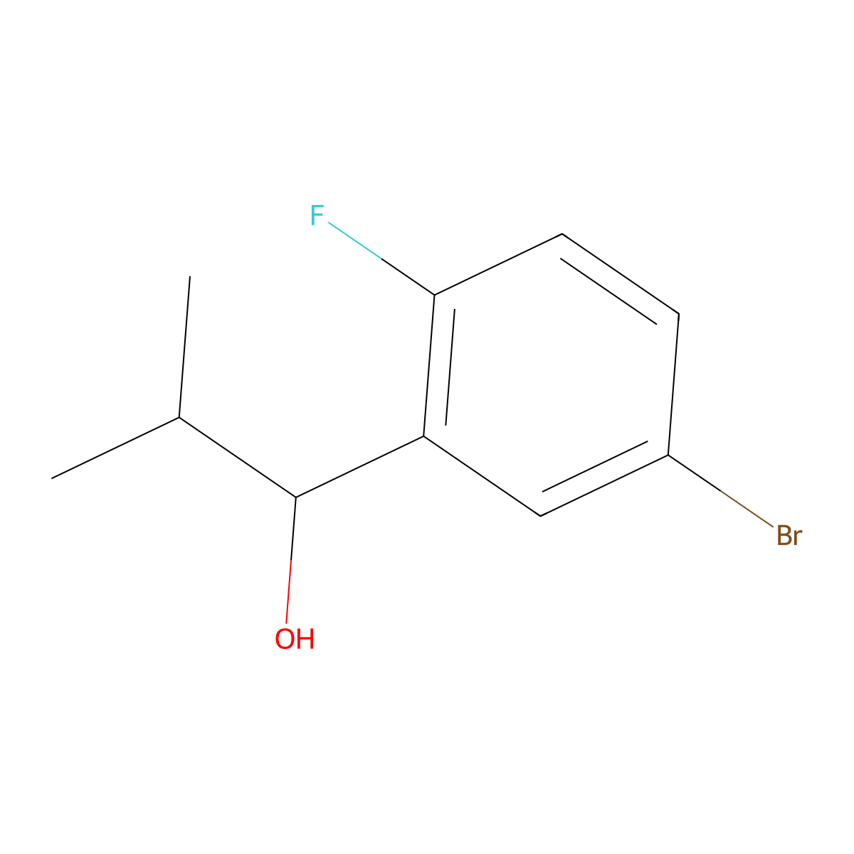 1-(5-Bromo-2-fluorophenyl)-2-methylpropan-1-ol molecular structure, CAS 1341504-78-6