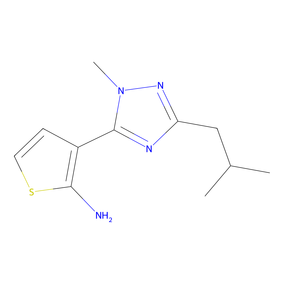 3-(3-Isobutyl-1-methyl-1h-1,2,4-triazol-5-yl)thiophen-2-amine molecular structure, CAS 1341505-10-9