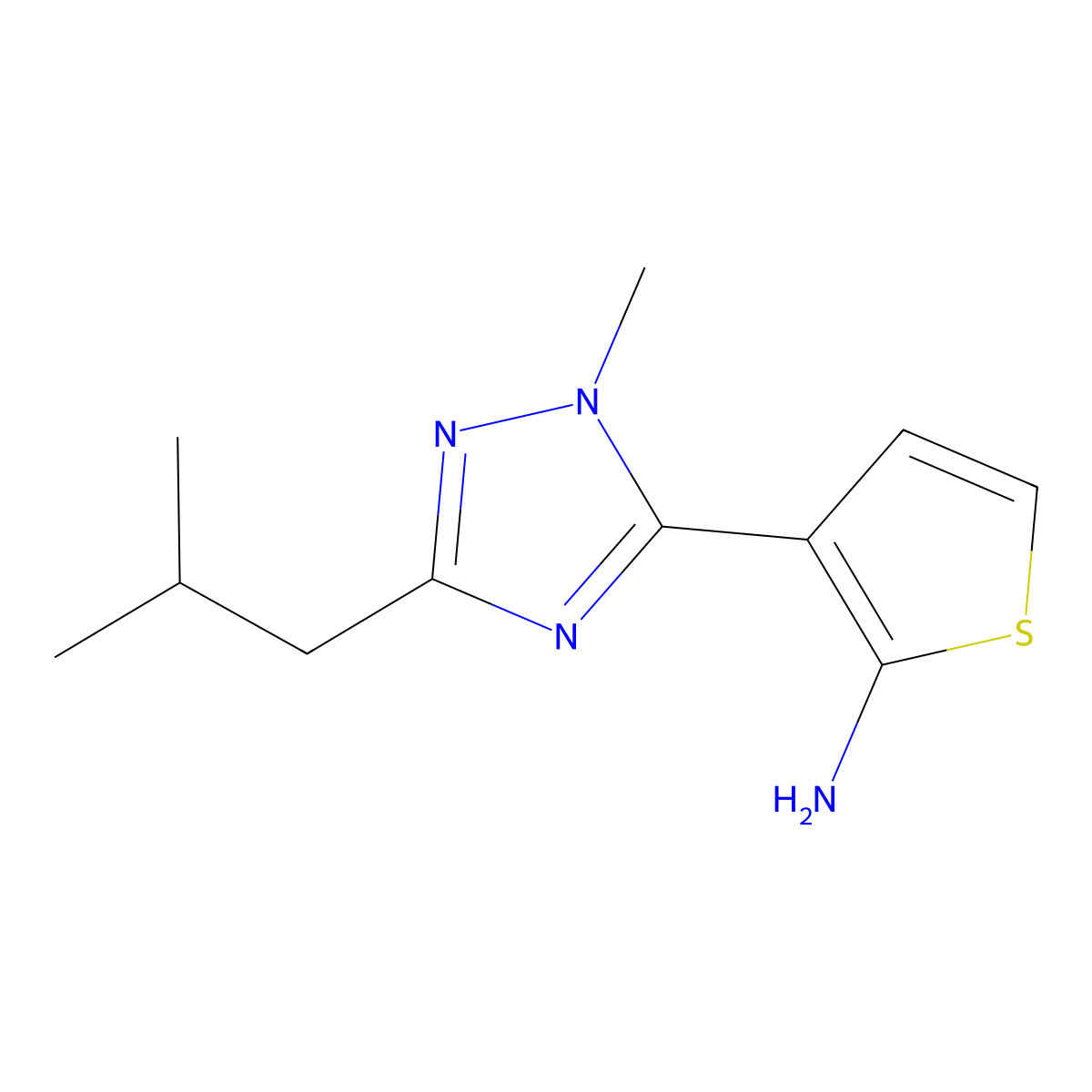 3-(3-Isobutyl-1-methyl-1h-1,2,4-triazol-5-yl)thiophen-2-amine molecular structure, CAS 1341505-10-9
